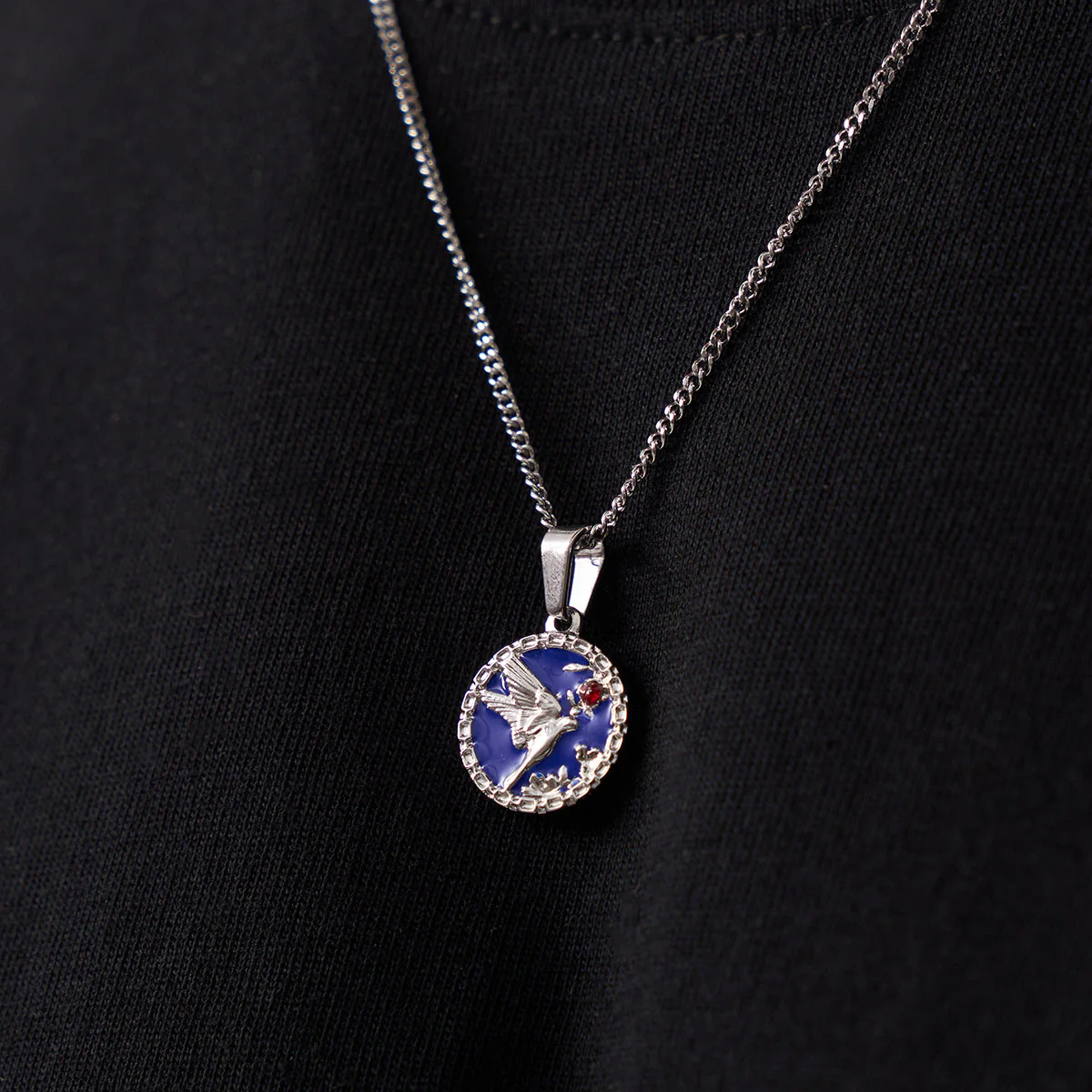 Enamel Swallow Pendant (Silver) - Image 6