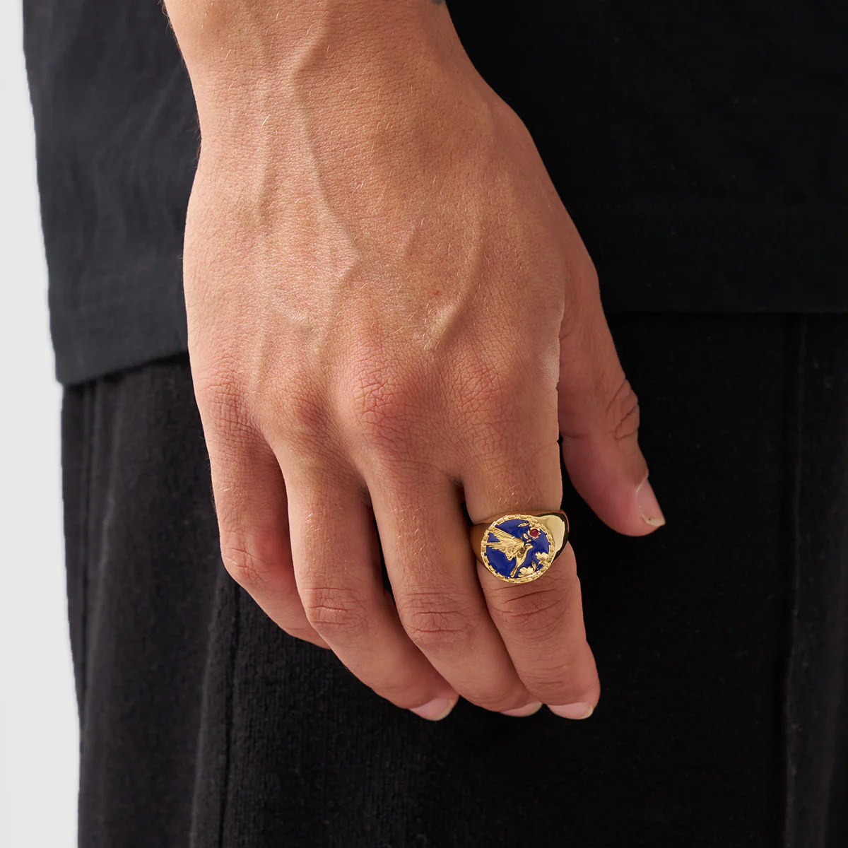 Enamel Swallow Signet Ring (Gold) - Image 2