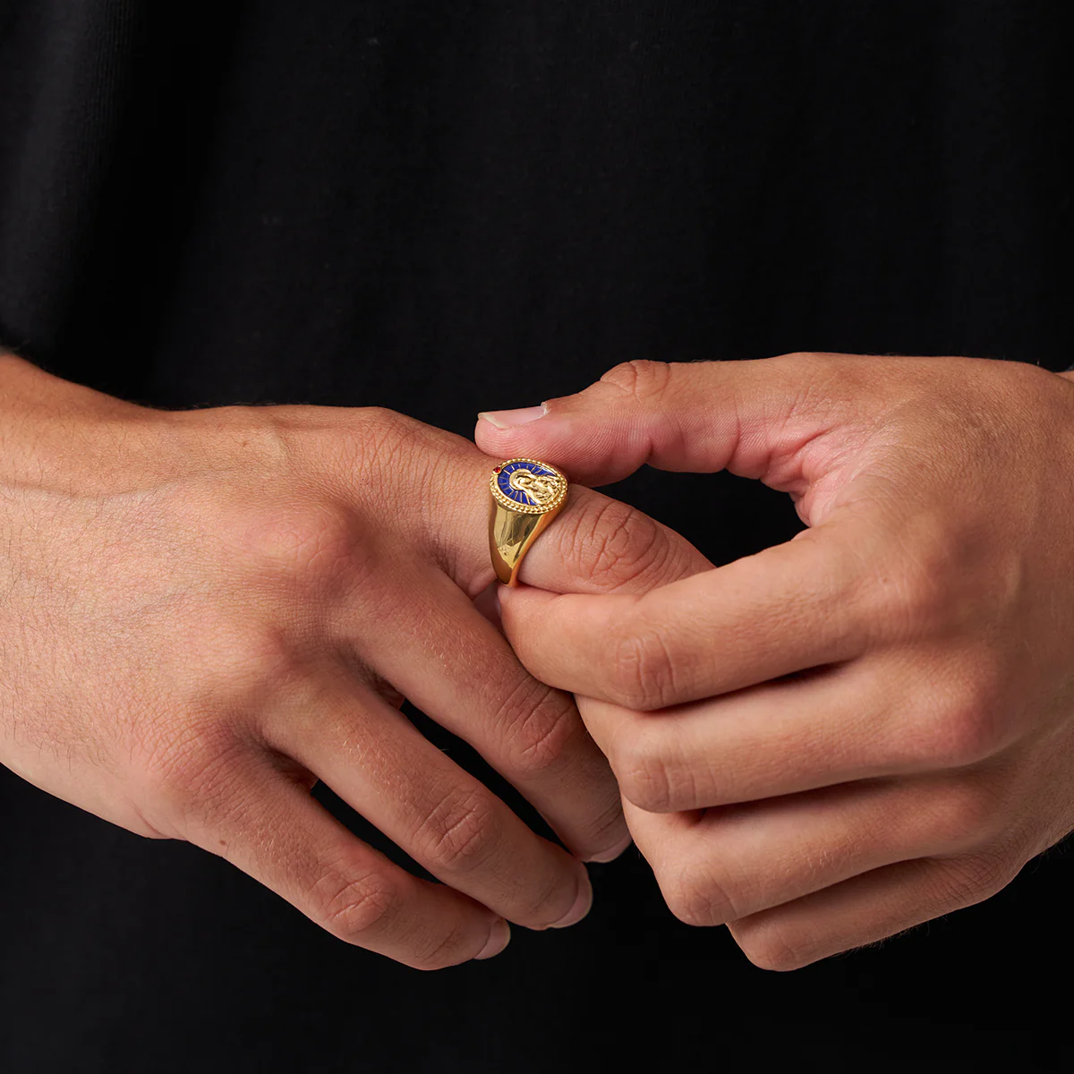 Enamel Virgin Mary Signet Ring (Gold) - Image 5