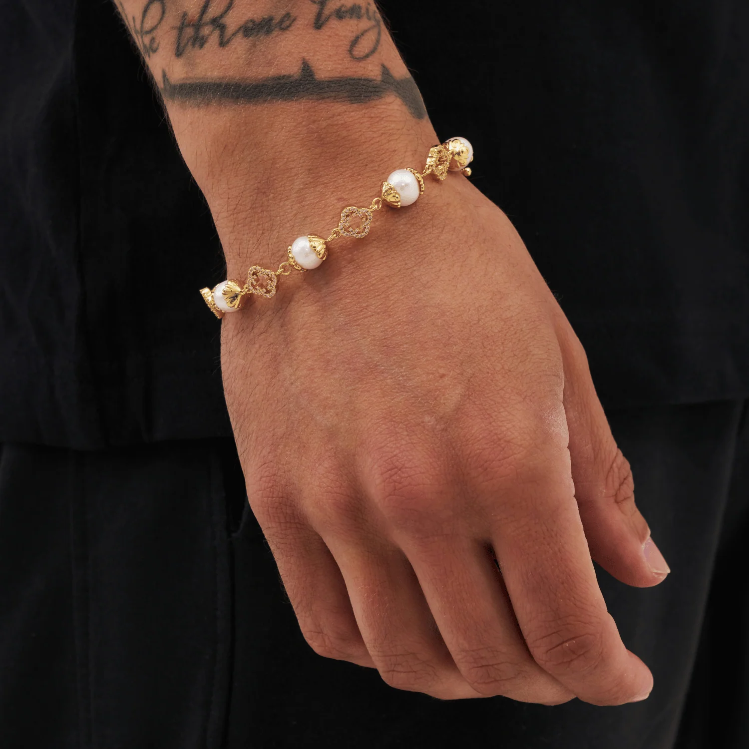 Filigree Real Pearl Bracelet (Gold) - Image 2