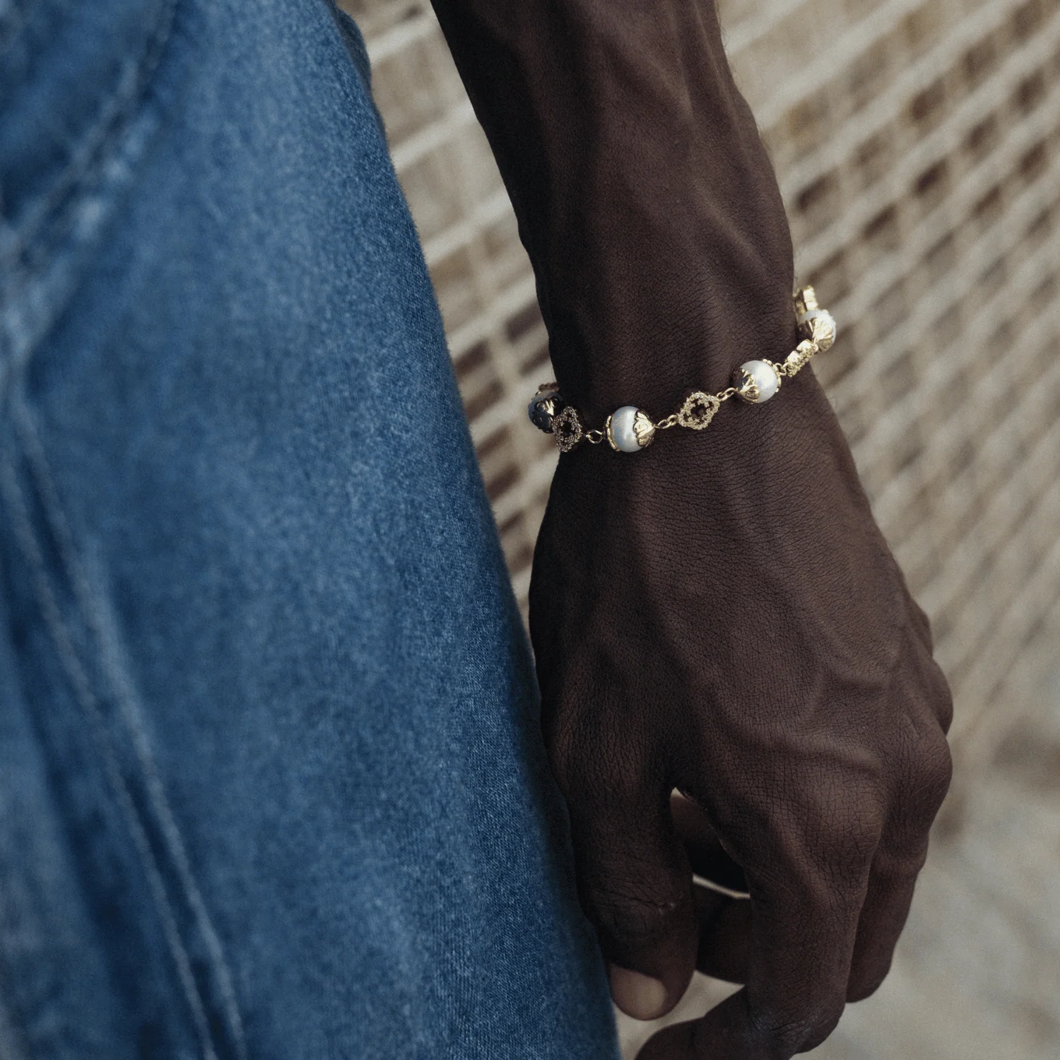 Filigree Real Pearl Bracelet (Gold) - Image 6