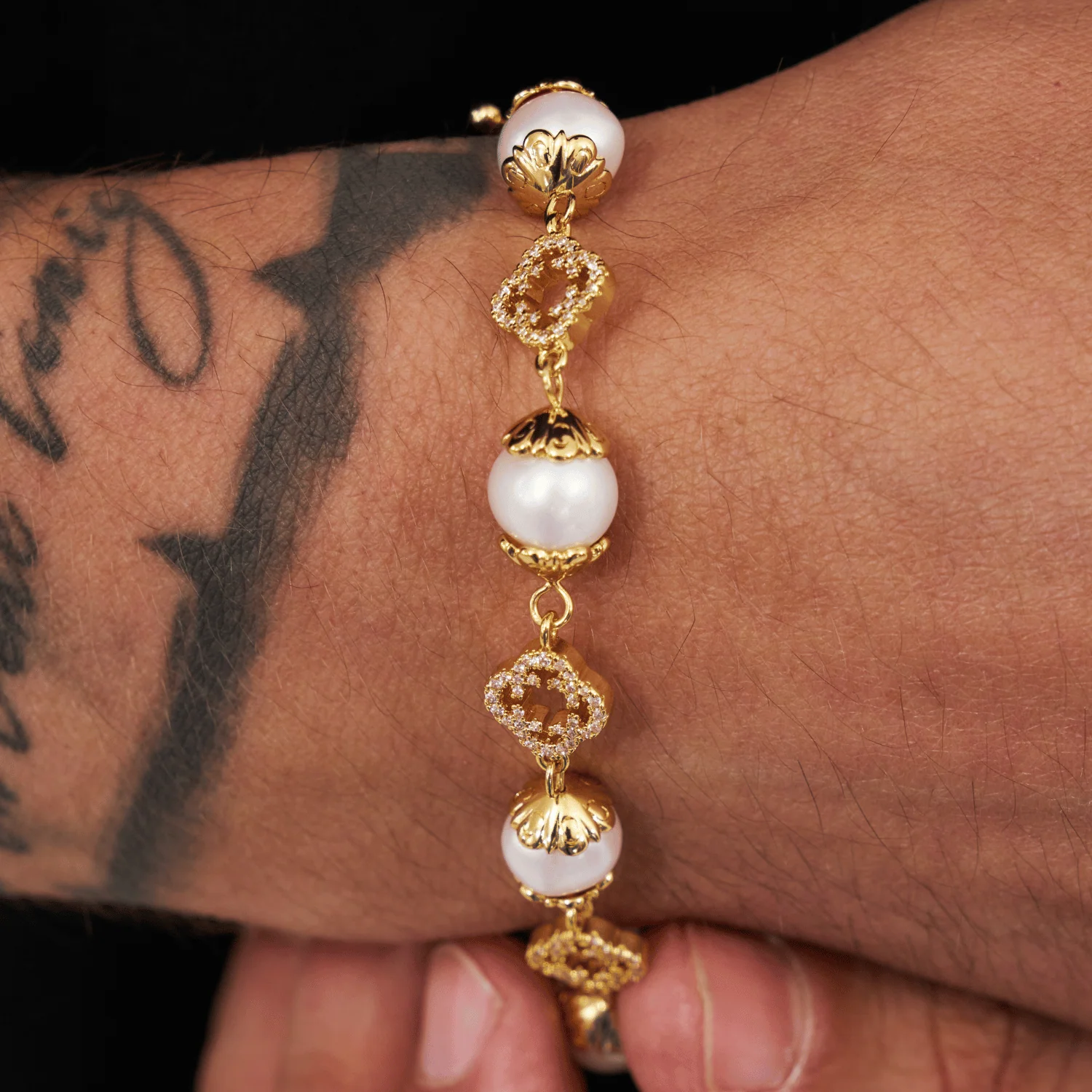 Filigree Real Pearl Bracelet (Gold) - Image 7