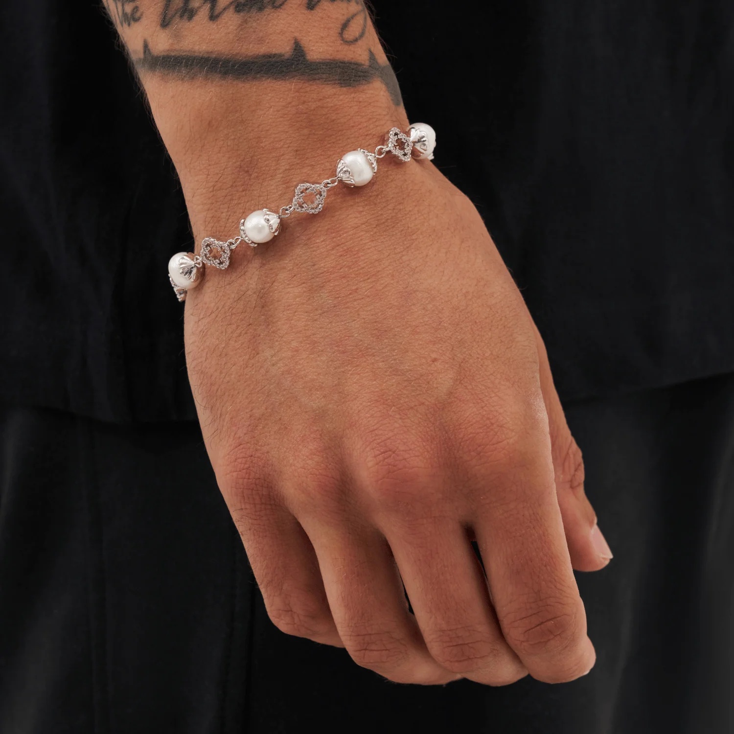 Filigree Real Pearl Bracelet (Silver) - Image 3