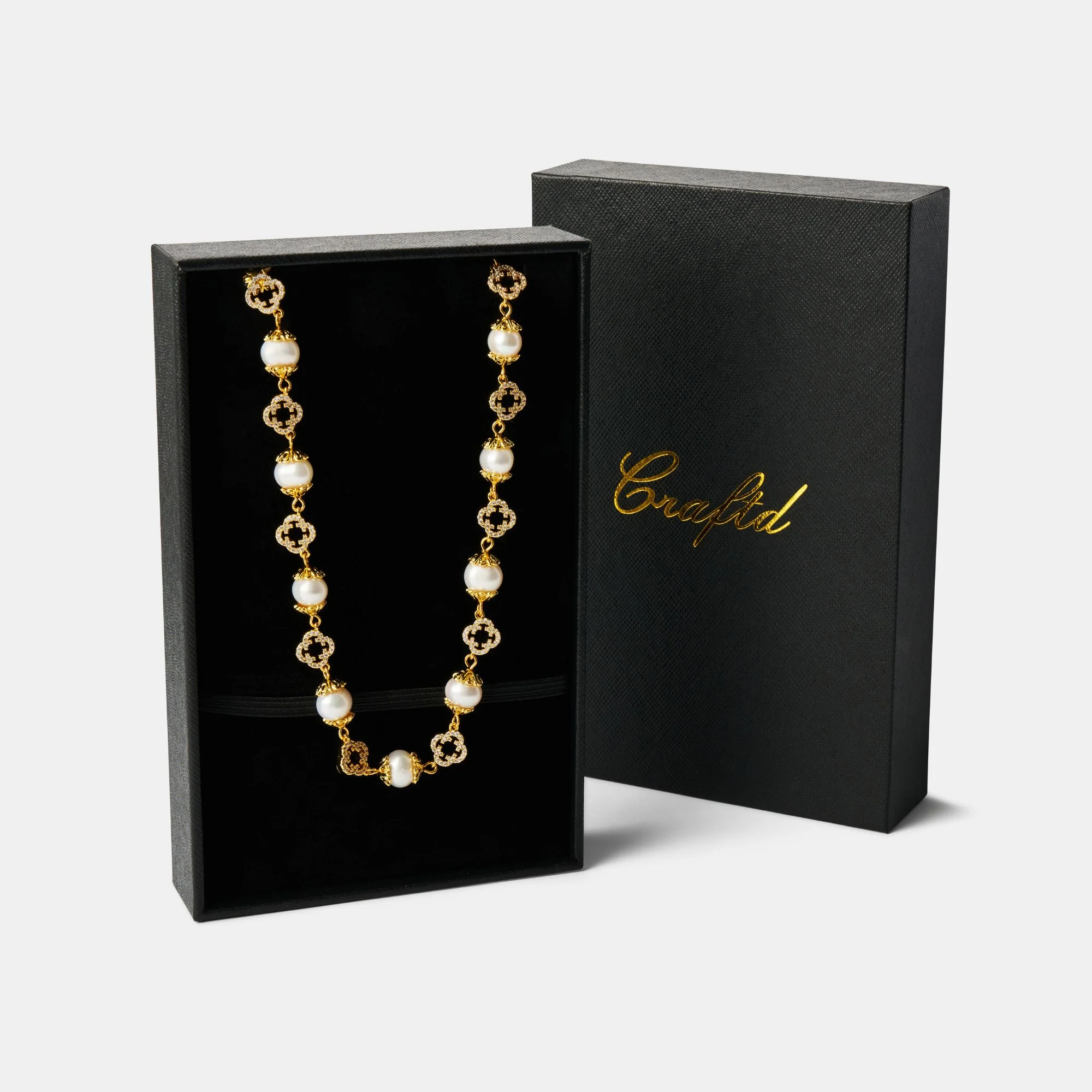 Filigree Real Pearl Necklace (Gold) - Image 6