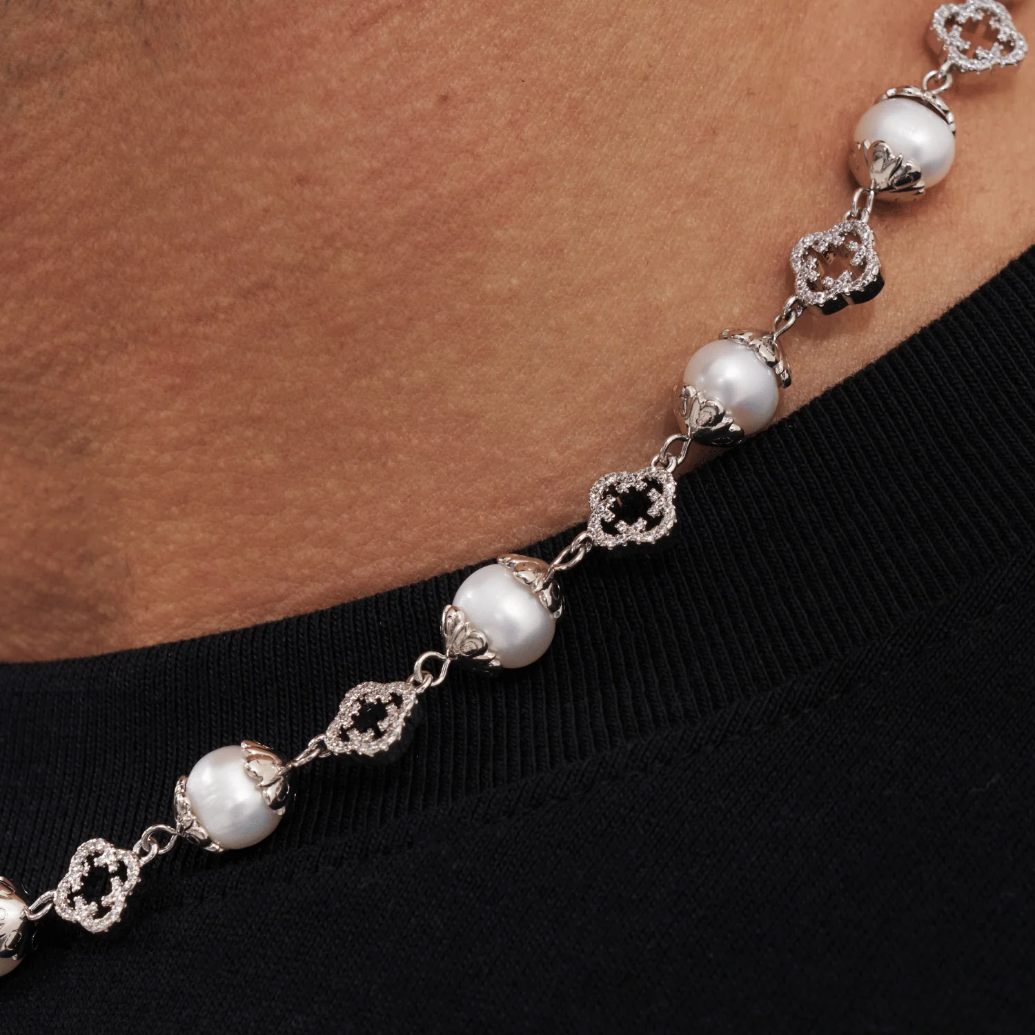 Filigree Real Pearl Necklace (Silver) - Image 3