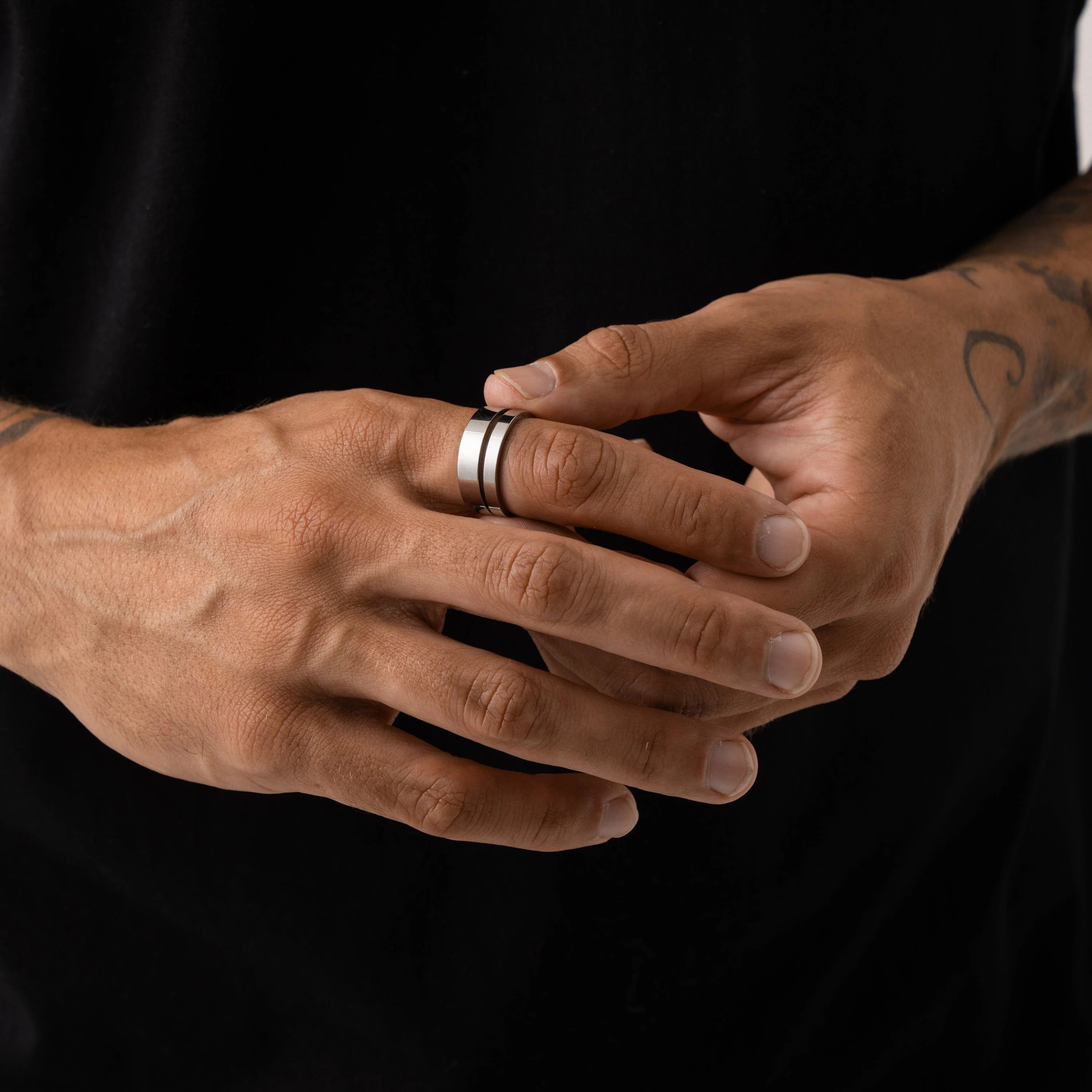 Flat Band Ring Set (Silver) - Image 3