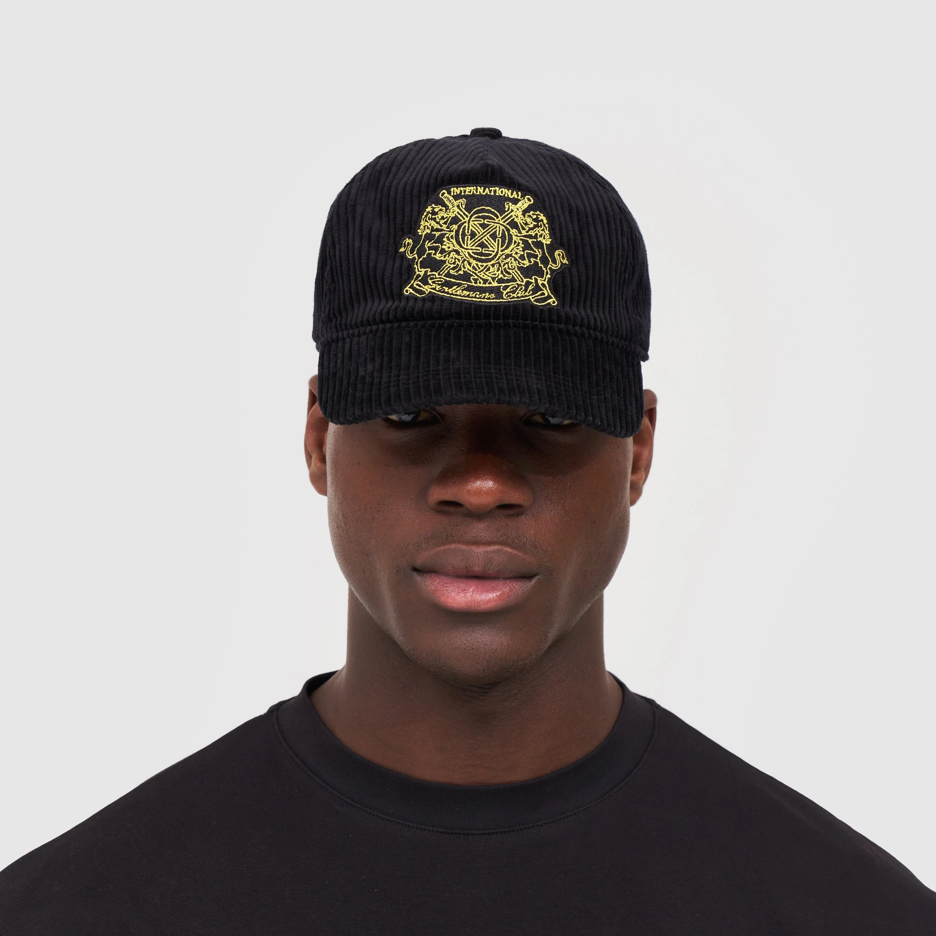 Gentlemen's Club Cap - Cord (Black/Yellow) - Image 4