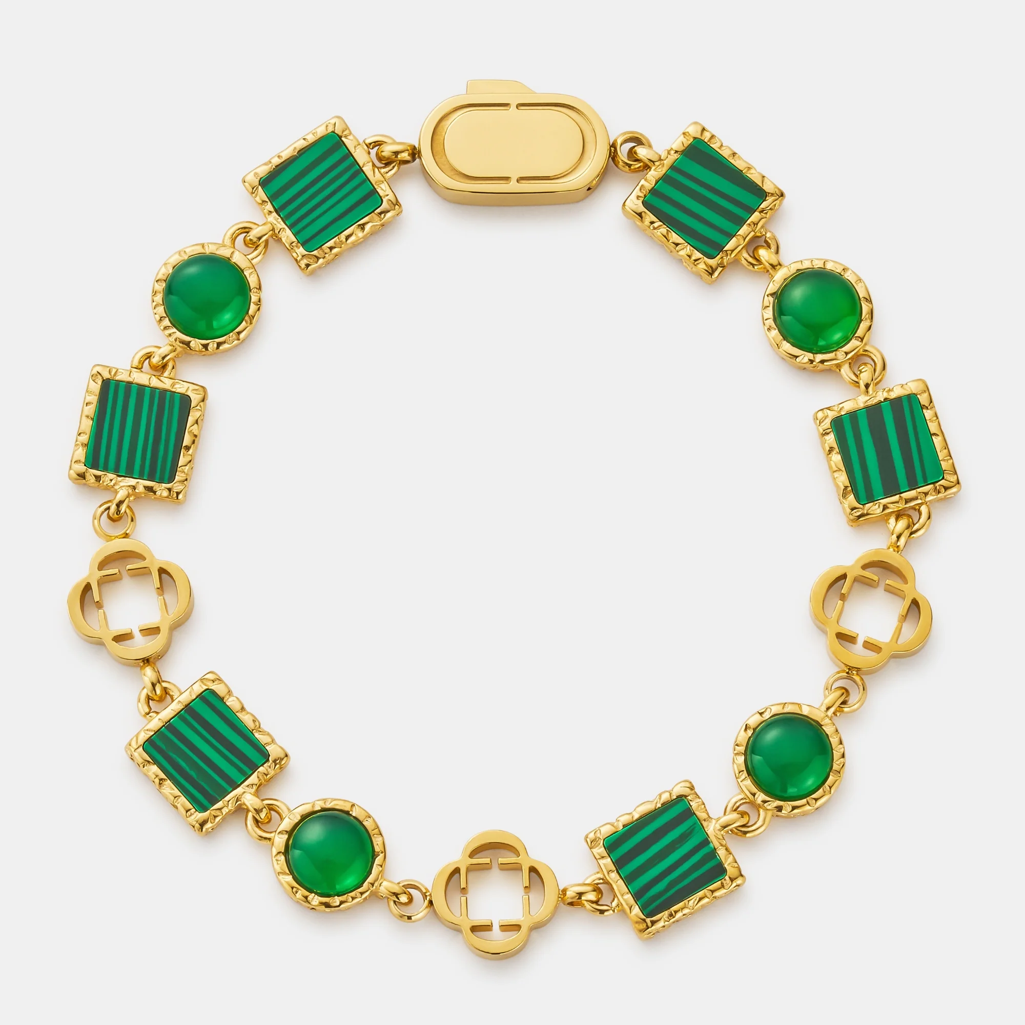 Green Quartz Gemstone Bracelet (Gold) - Image 4
