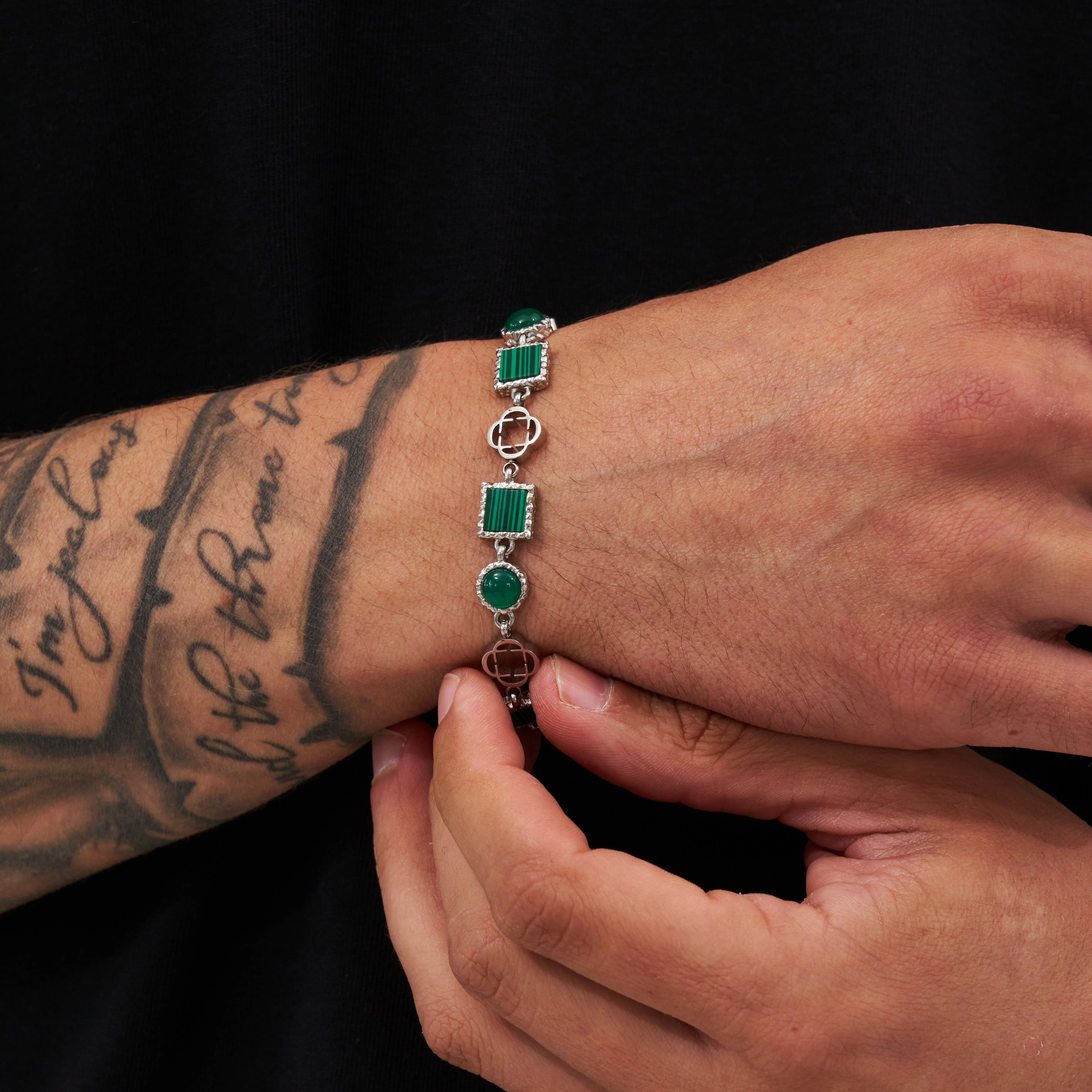 Green Quartz Gemstone Bracelet (Silver) - Image 3