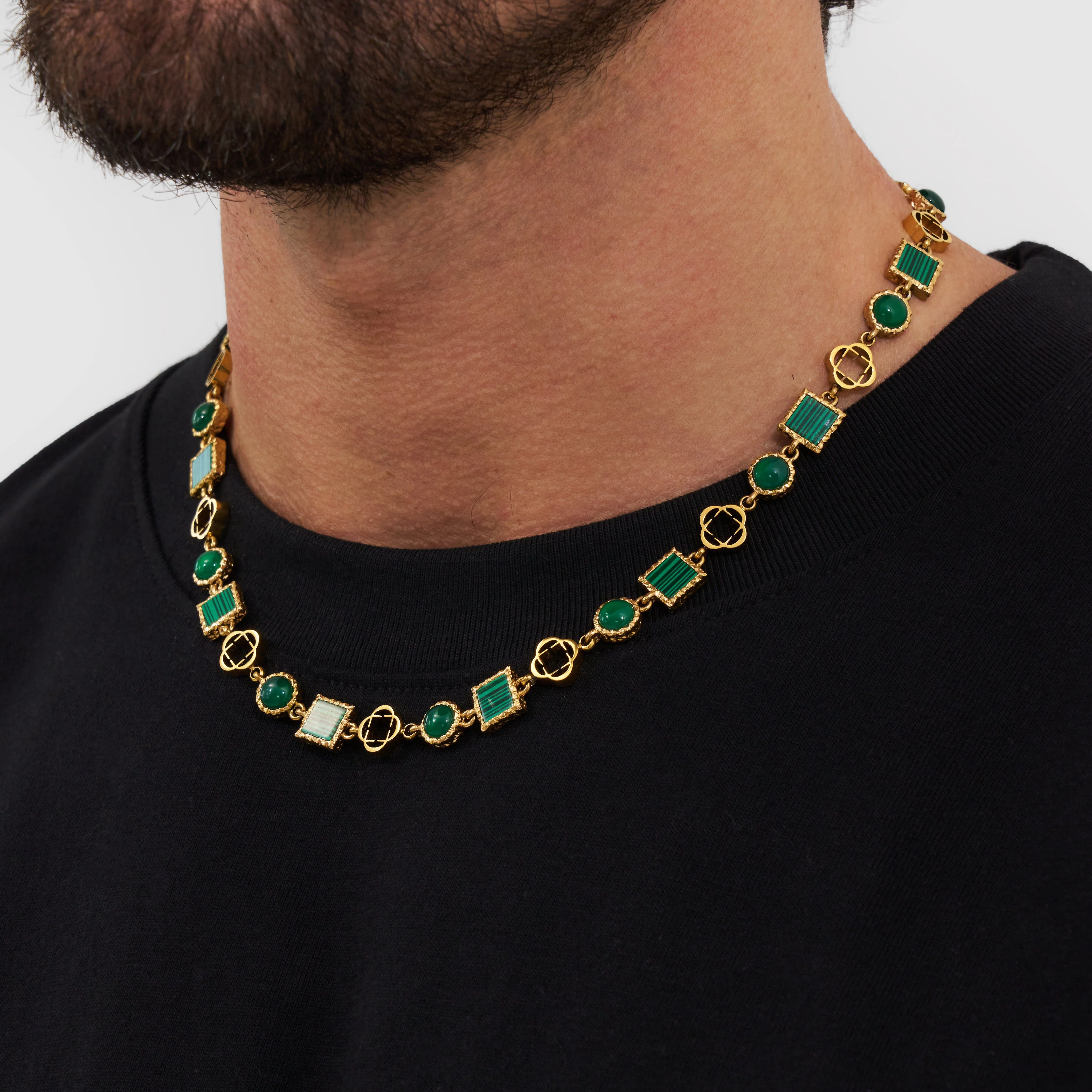 Green Quartz Gemstone Necklace (Gold) - Image 3