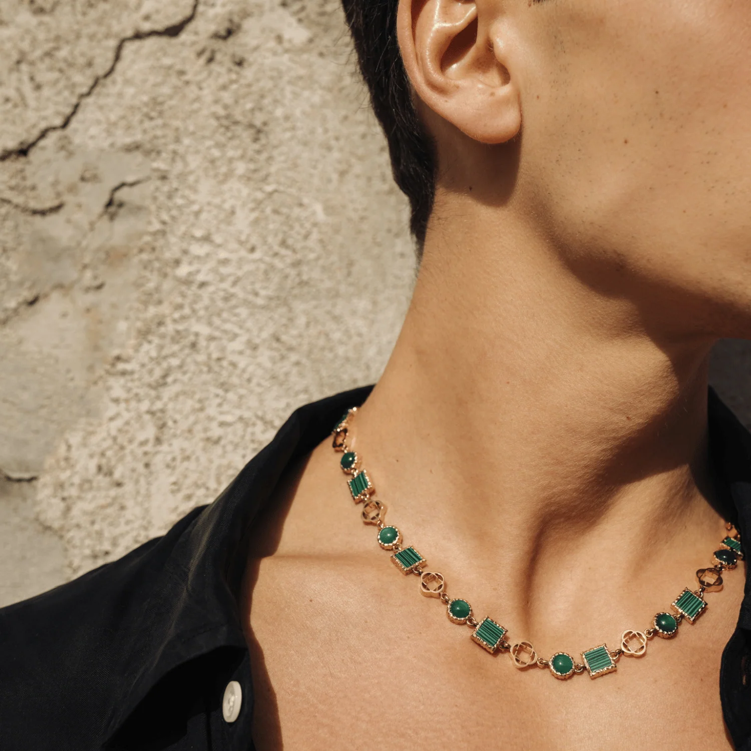Green Quartz Gemstone Necklace (Gold) - Image 4