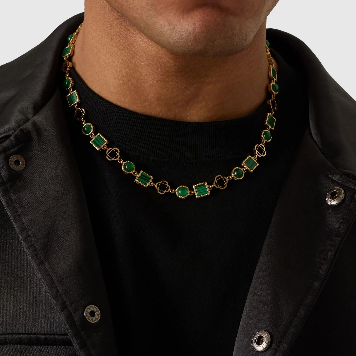 Green Quartz Gemstone Necklace (Gold) - Image 6