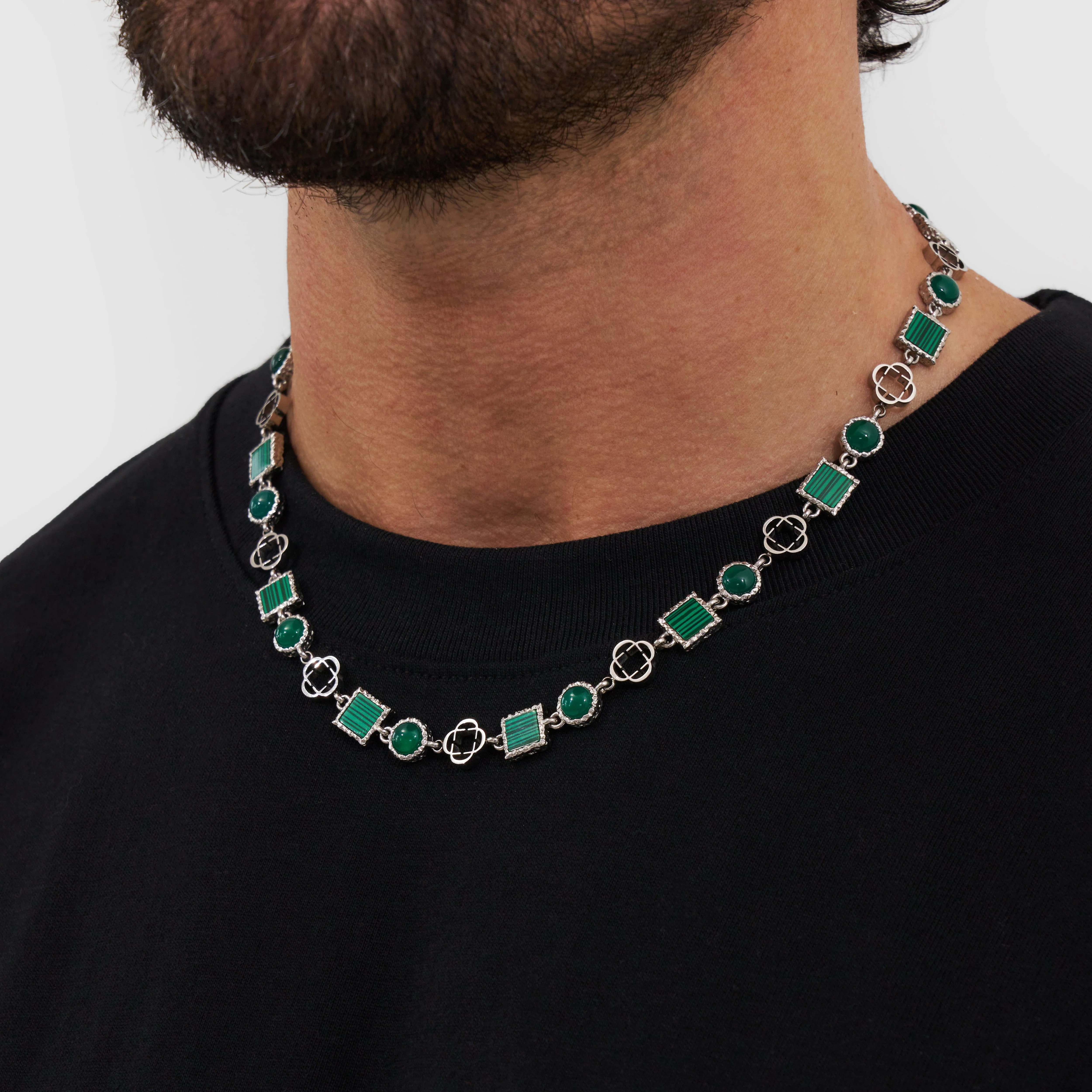 Green Quartz Gemstone Necklace (Silver) - Image 3