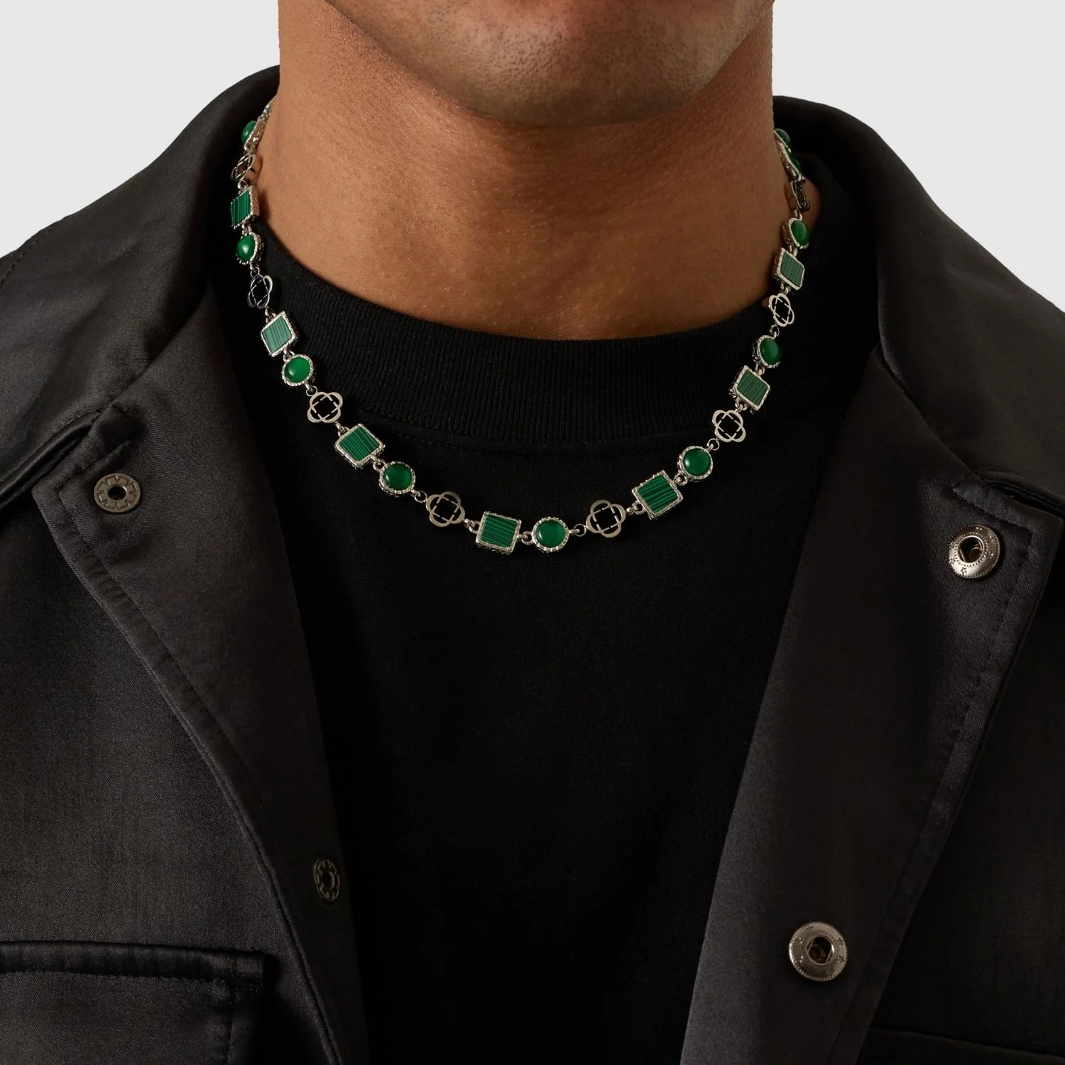 Green Quartz Gemstone Necklace (Silver) - Image 6