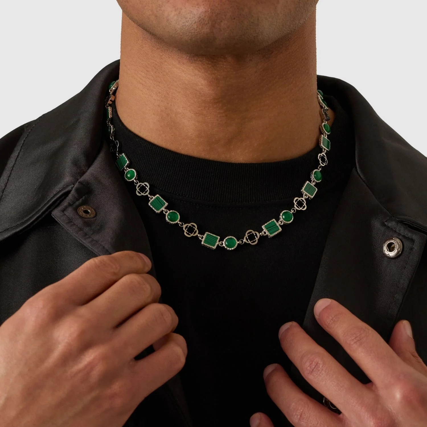 Green Quartz Gemstone Necklace (Silver) - Image 7