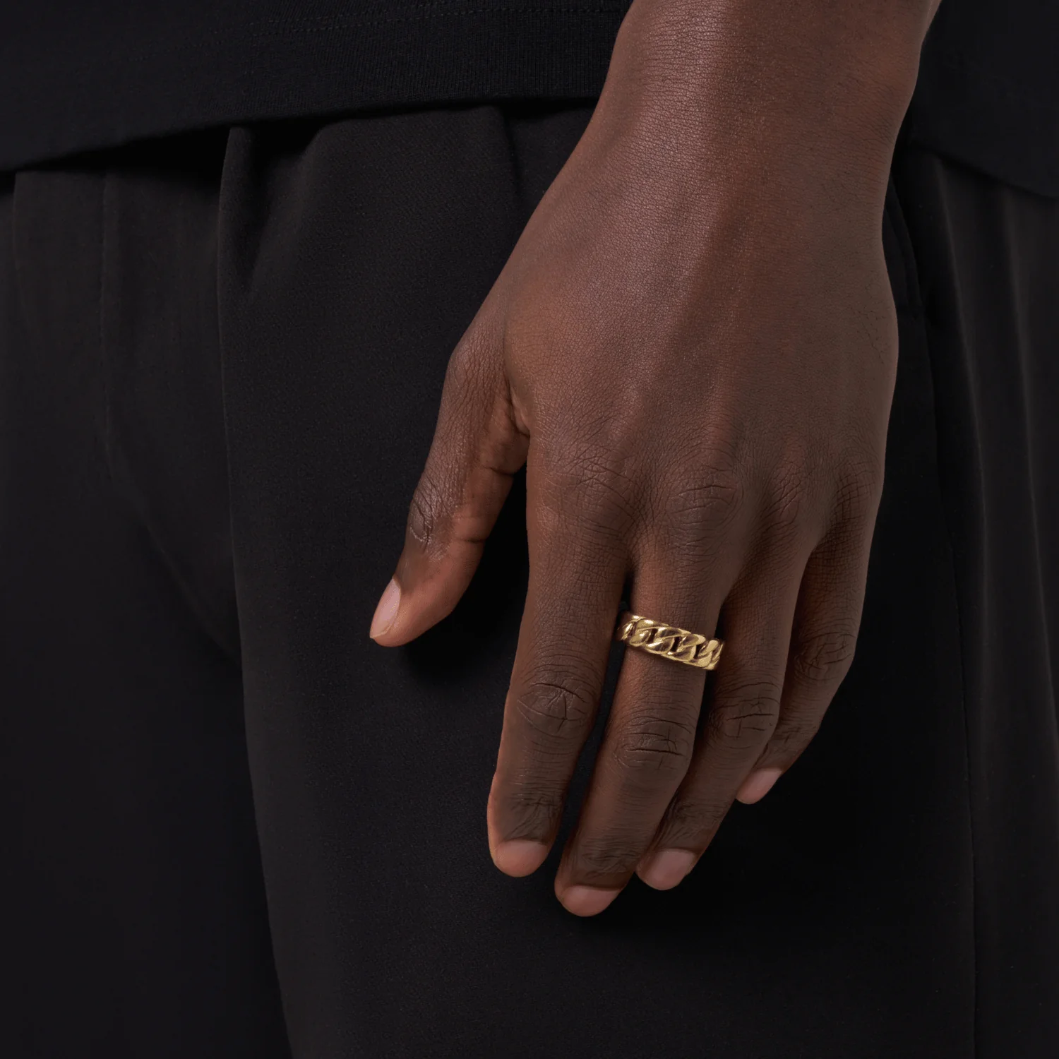 Half Iced Cuban Band Ring (Gold) 8mm - Image 2