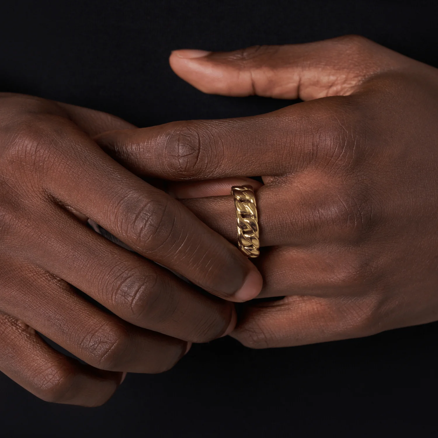 Half Iced Cuban Band Ring (Gold) 8mm - Image 3