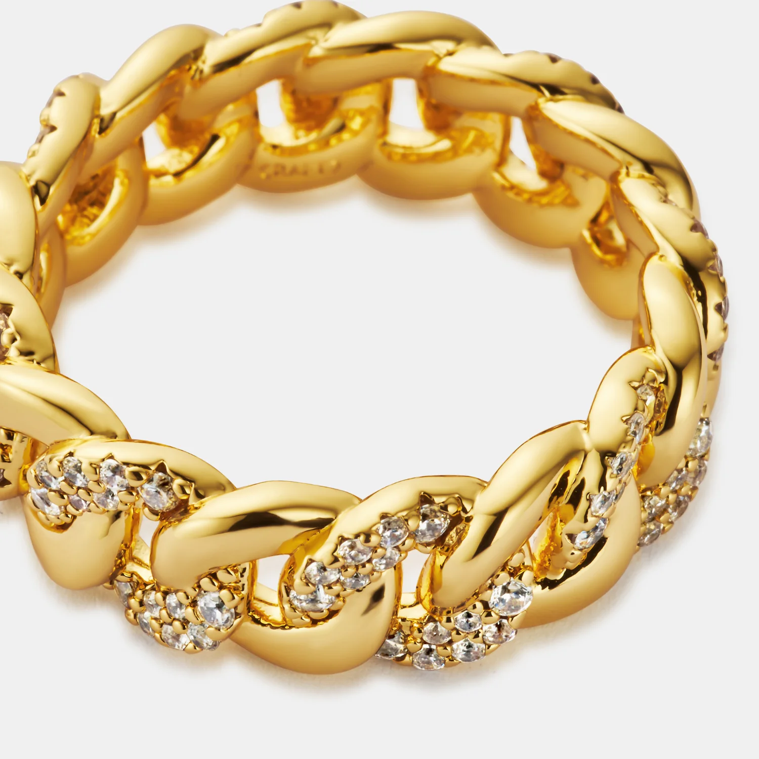 Half Iced Cuban Band Ring (Gold) 8mm - Image 5