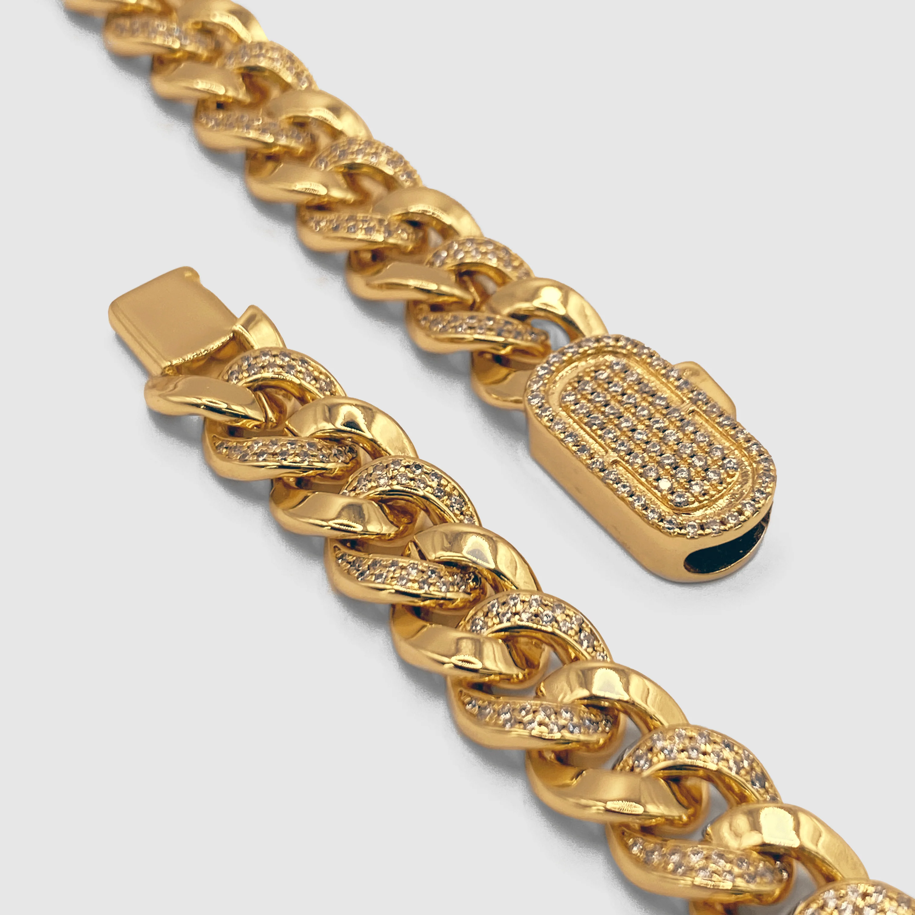 Half Iced Cuban Bracelet (Gold) 8mm - Image 8