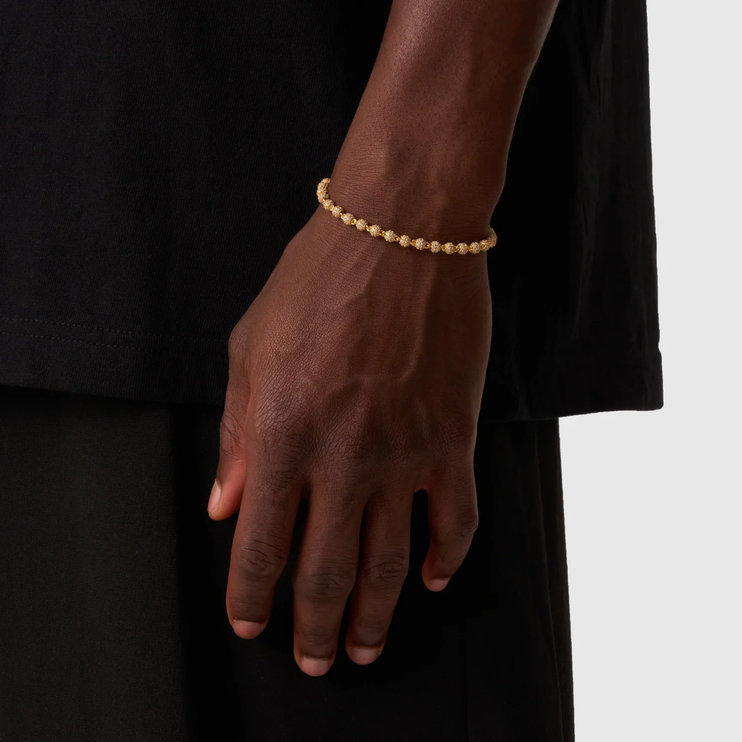 Iced Ball Pendant Bracelet (Gold) 4mm - Image 2