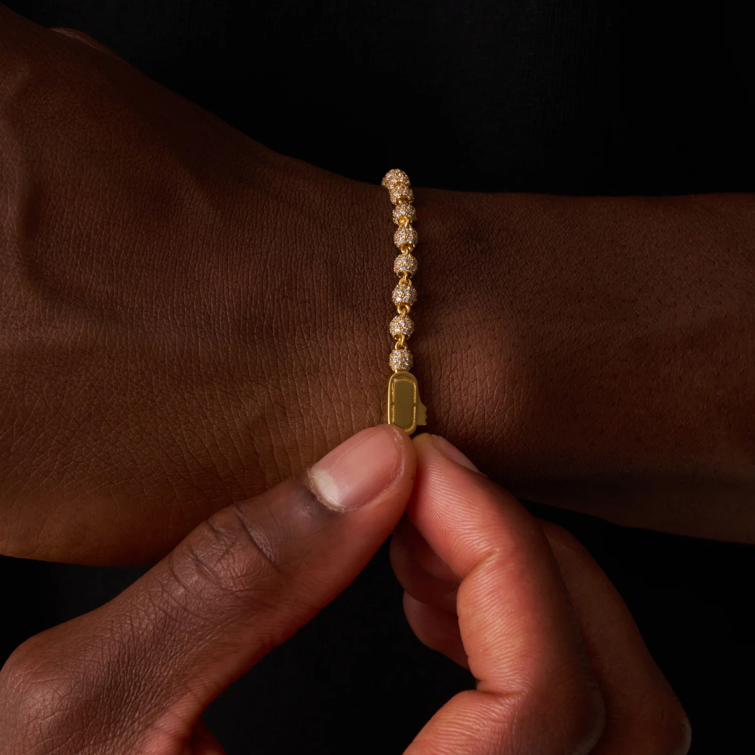 Iced Ball Pendant Bracelet (Gold) 4mm - Image 3