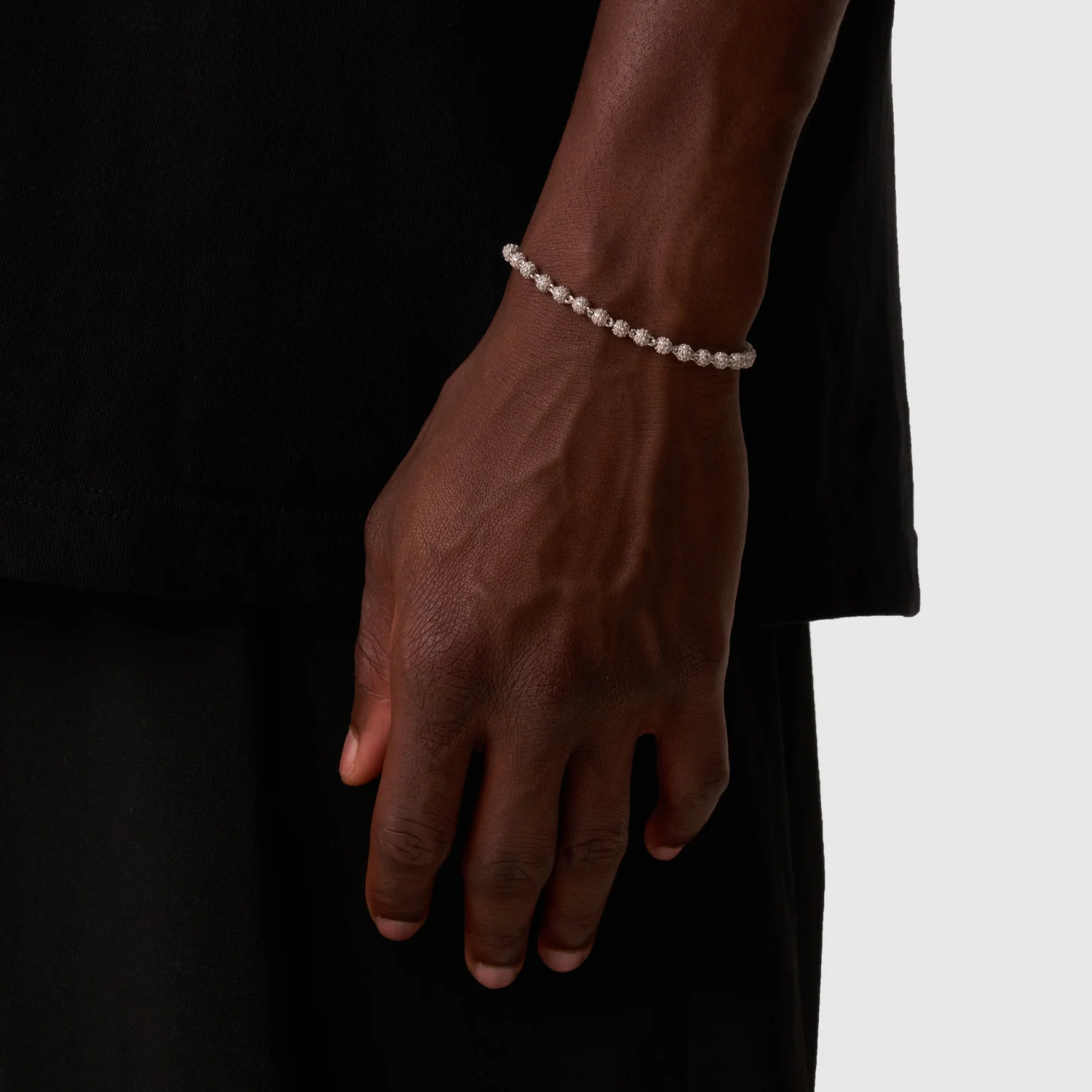 Iced Ball Pendant Bracelet (Silver) 4mm - Image 2