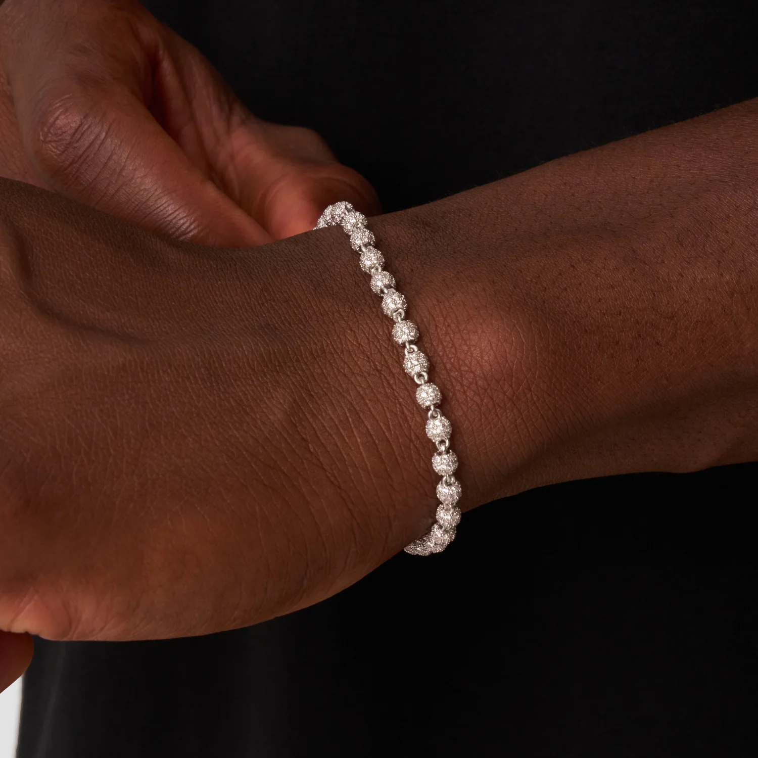 Iced Ball Pendant Bracelet (Silver) 4mm - Image 3