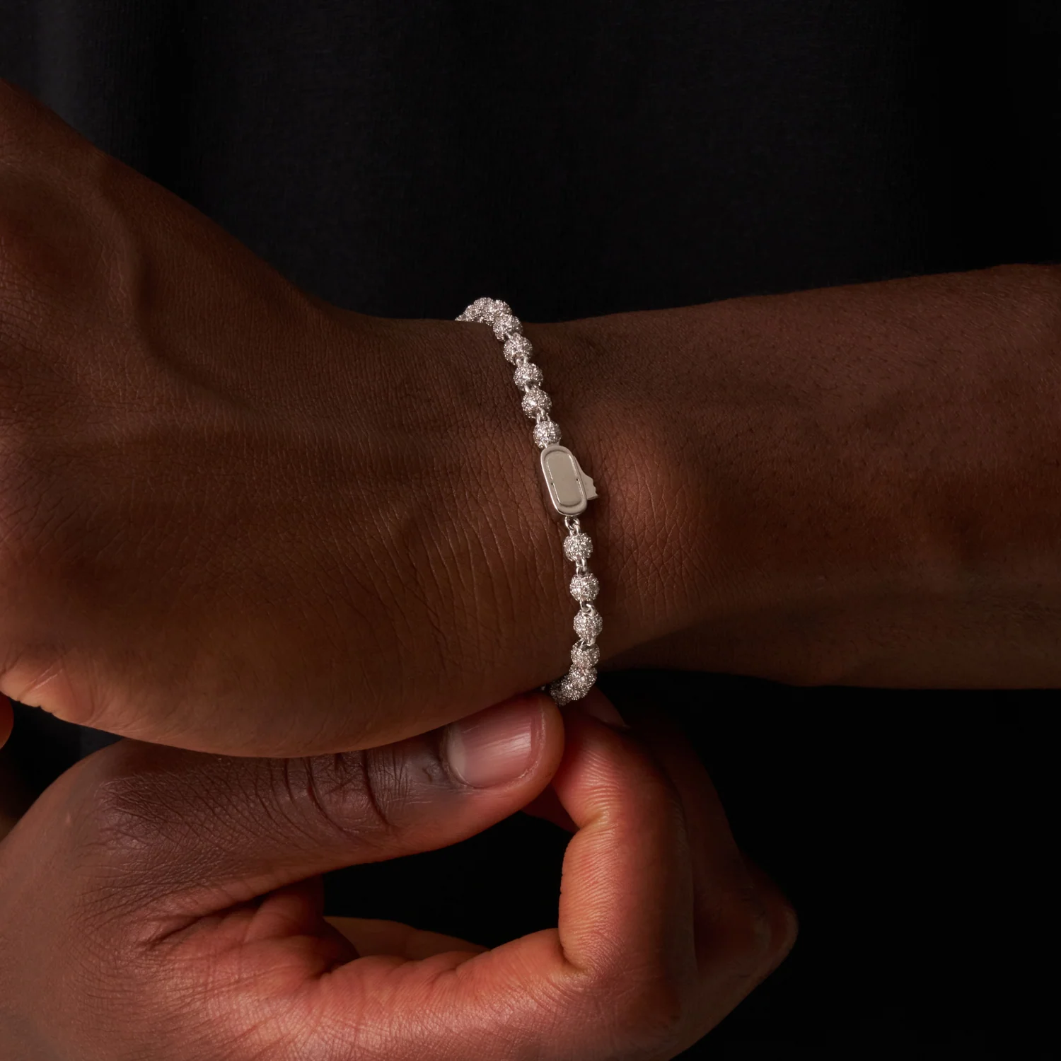 Iced Ball Pendant Bracelet (Silver) 4mm - Image 5