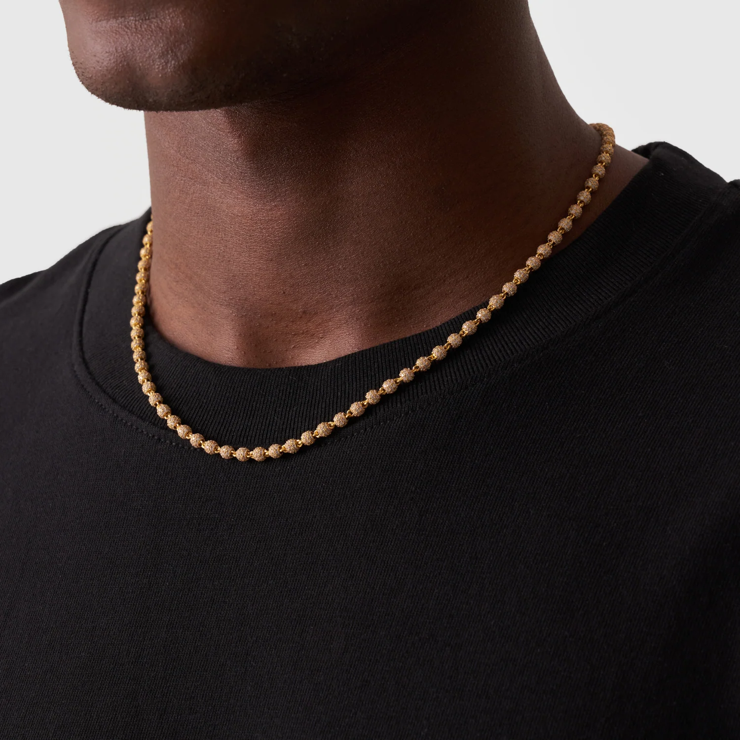 Iced Ball Pendant Necklace (Gold) 4mm - Image 3