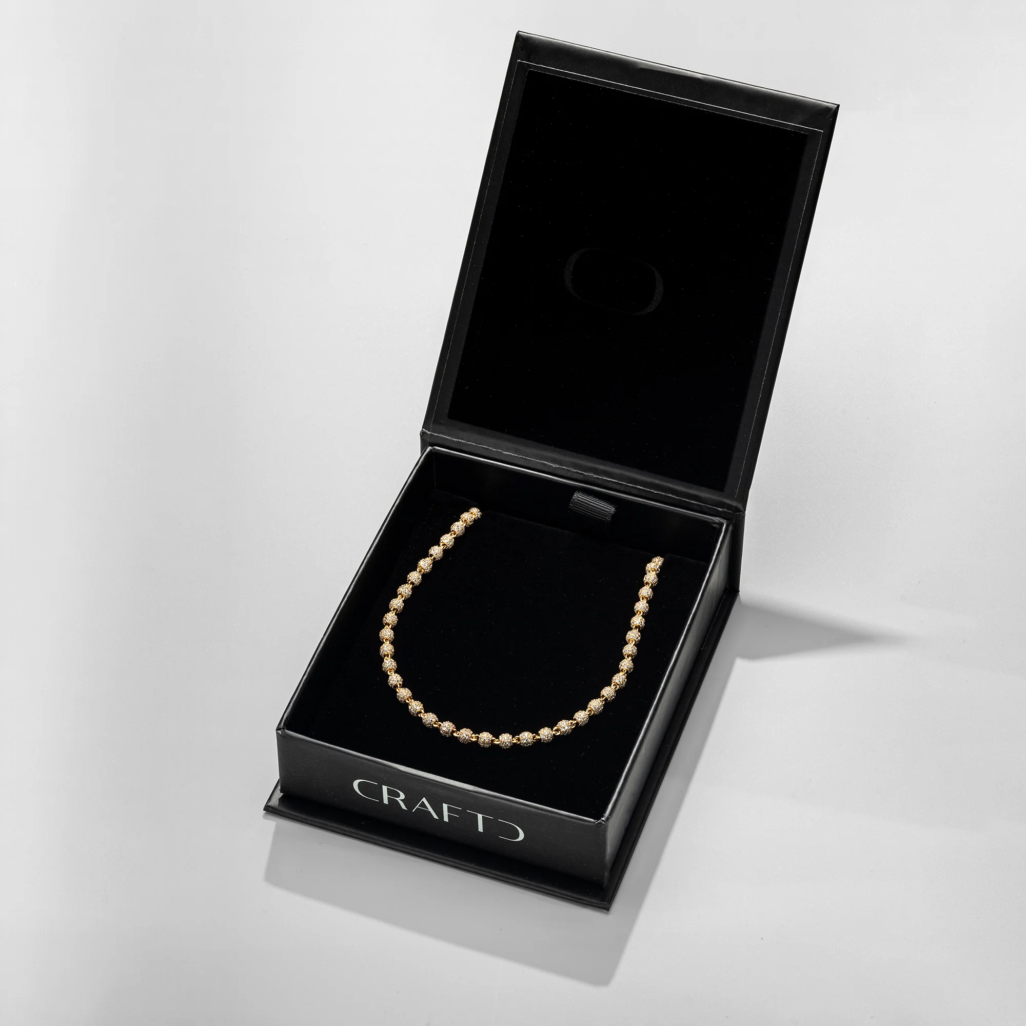 Iced Ball Pendant Necklace (Gold) 4mm - Image 4