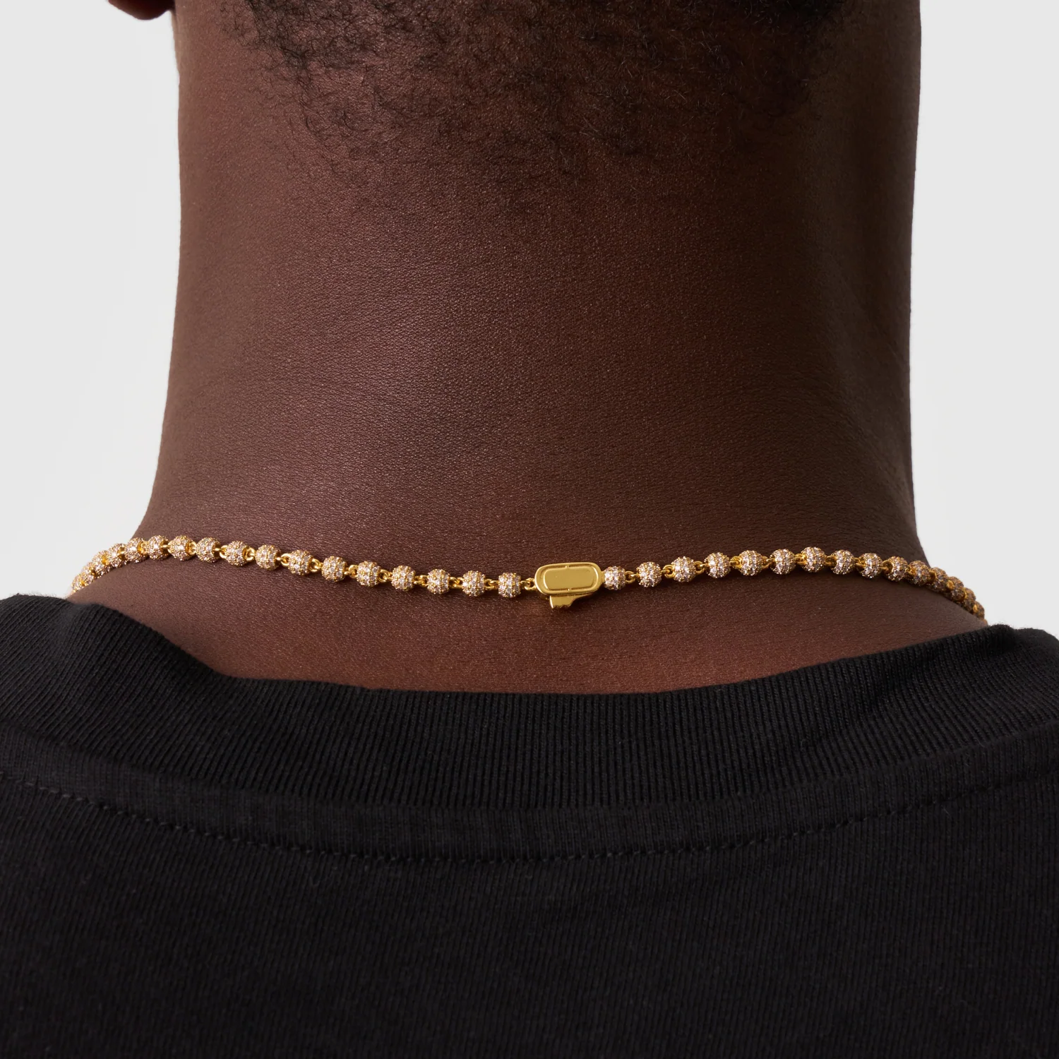 Iced Ball Pendant Necklace (Gold) 4mm - Image 6