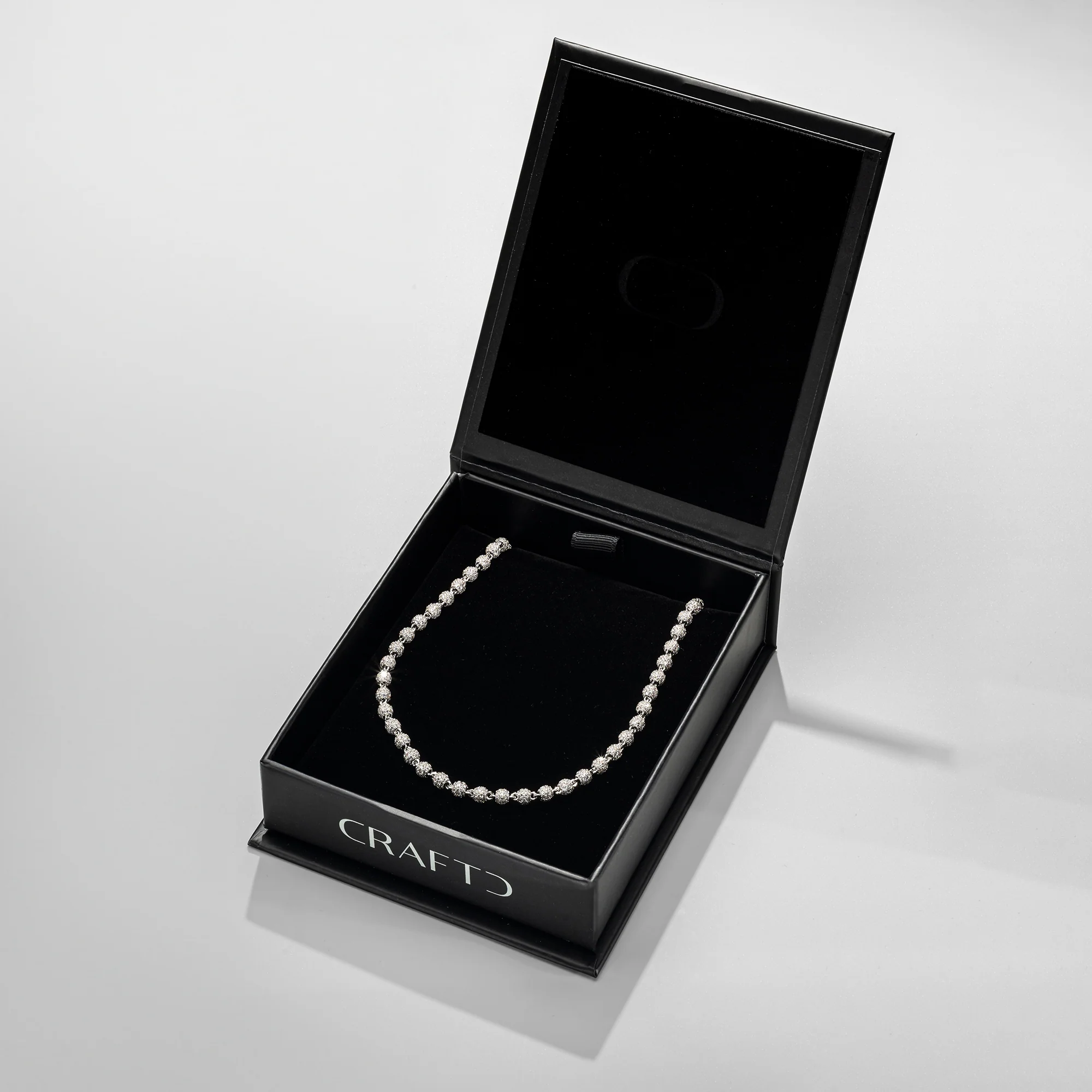 Iced Ball Pendant Necklace (Silver) 4mm - Image 4
