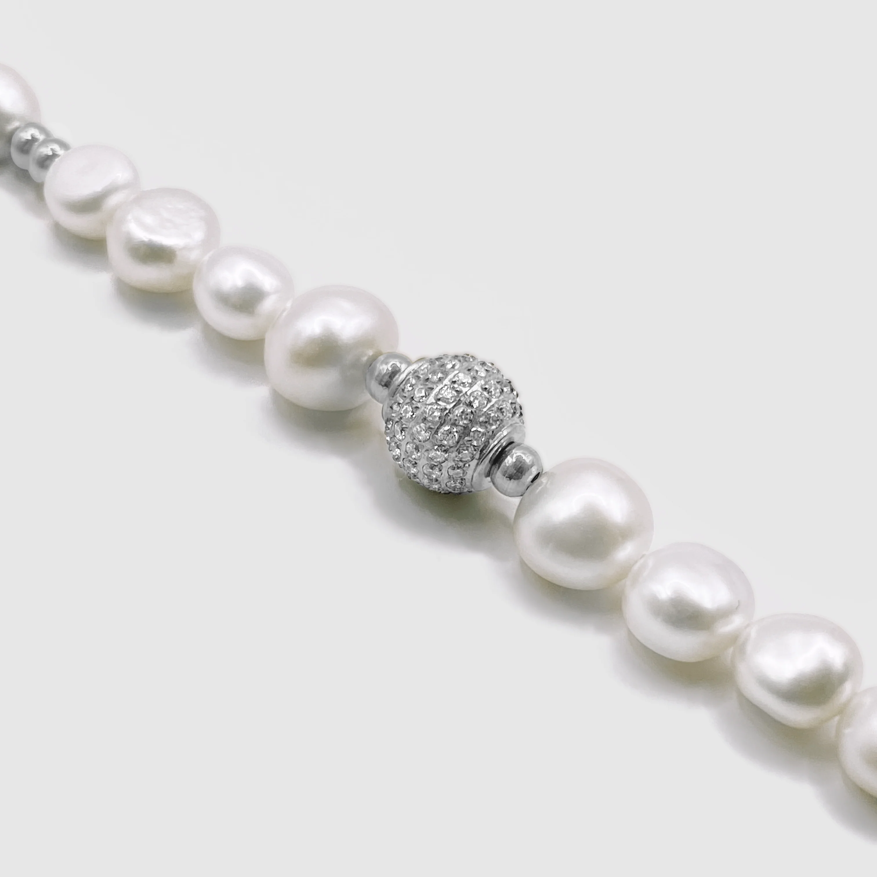 Iced Beaded Real Pearl Bracelet (Silver) - Image 4