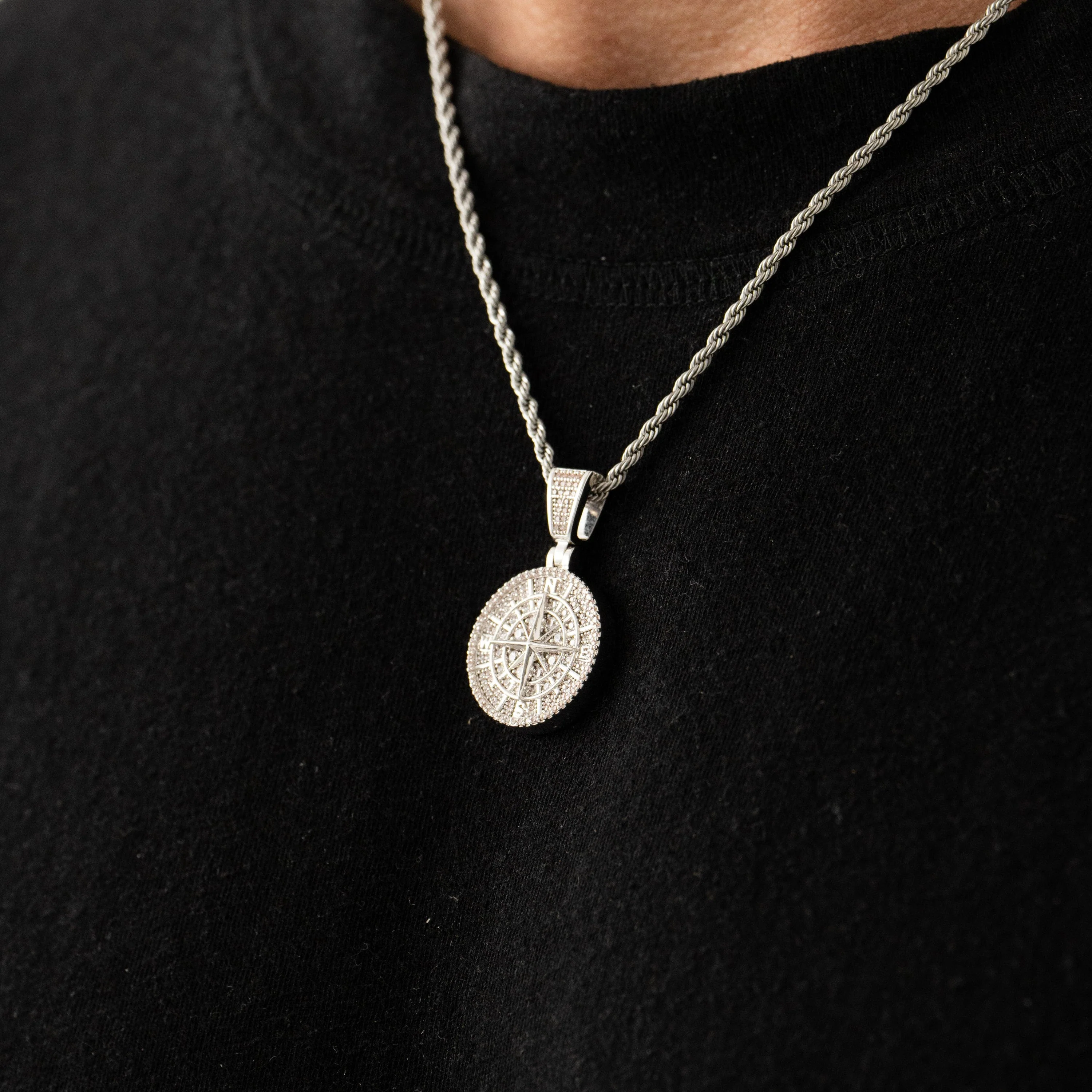 Iced Compass Pendant (Silver) - Image 3