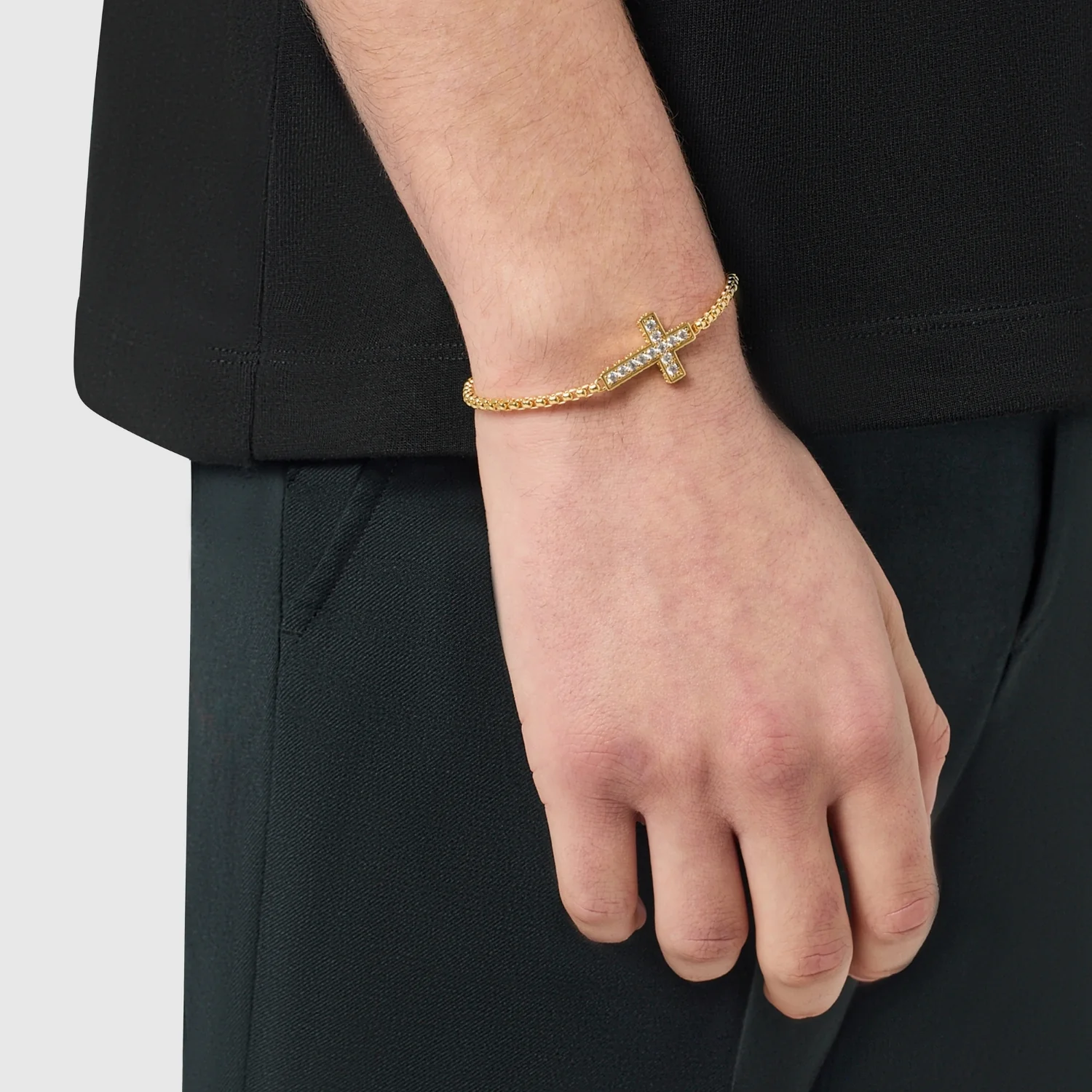 Iced Cross Bracelet (Gold) - Image 2