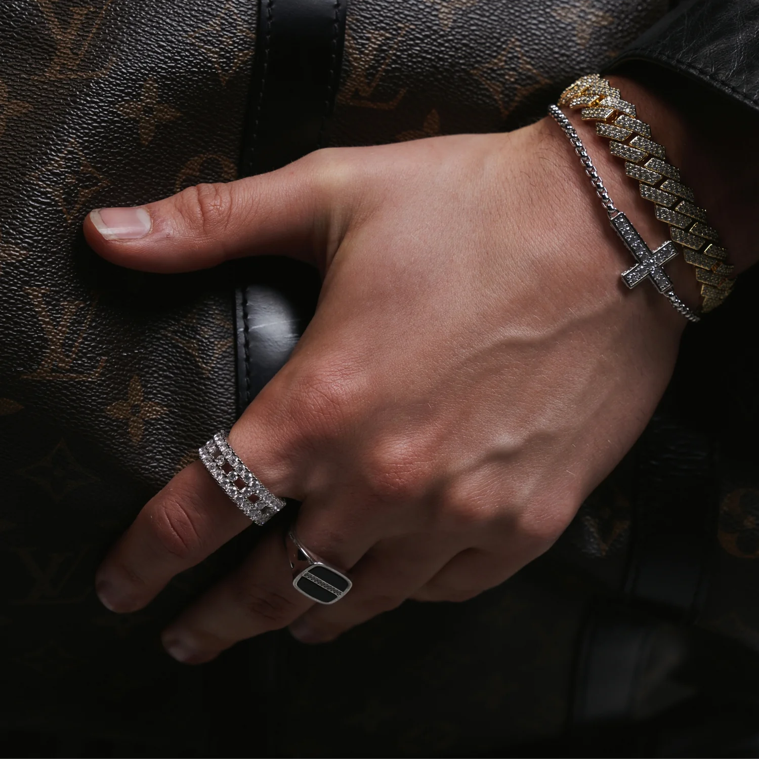 Iced Cross Bracelet (Silver) - Image 5