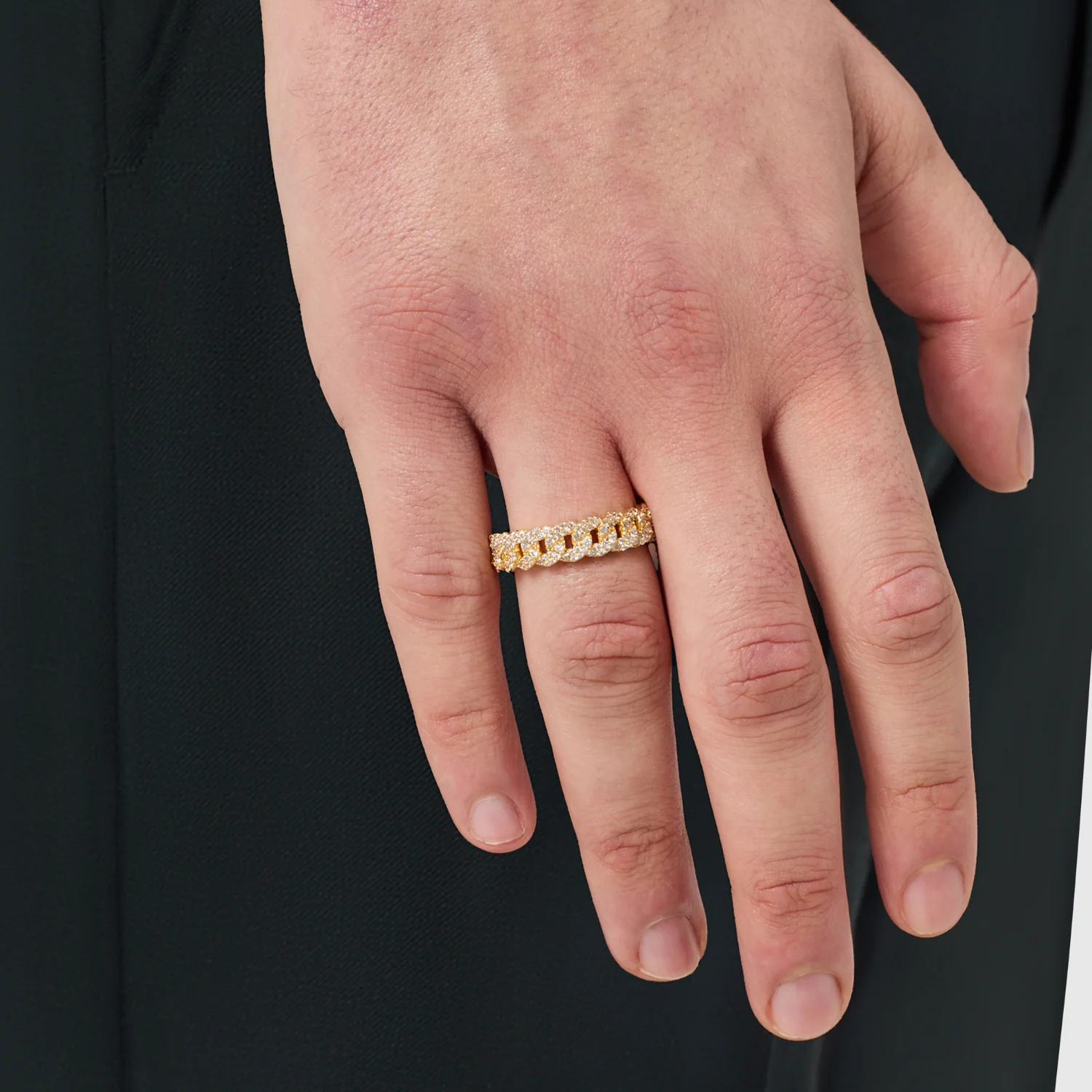 Iced Cuban Band Ring (Gold) 6mm - Image 2