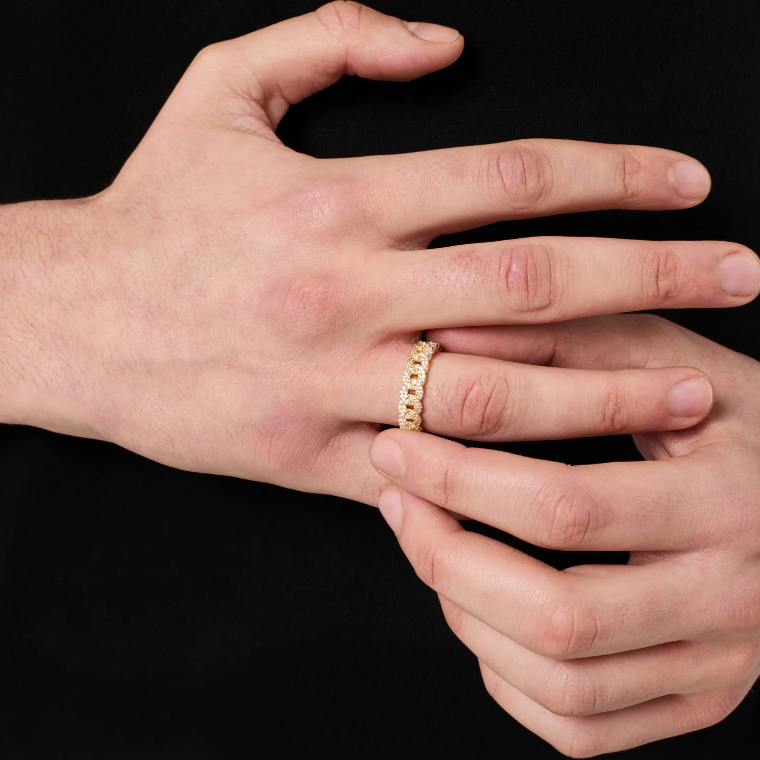 Iced Cuban Band Ring (Gold) 6mm - Image 3