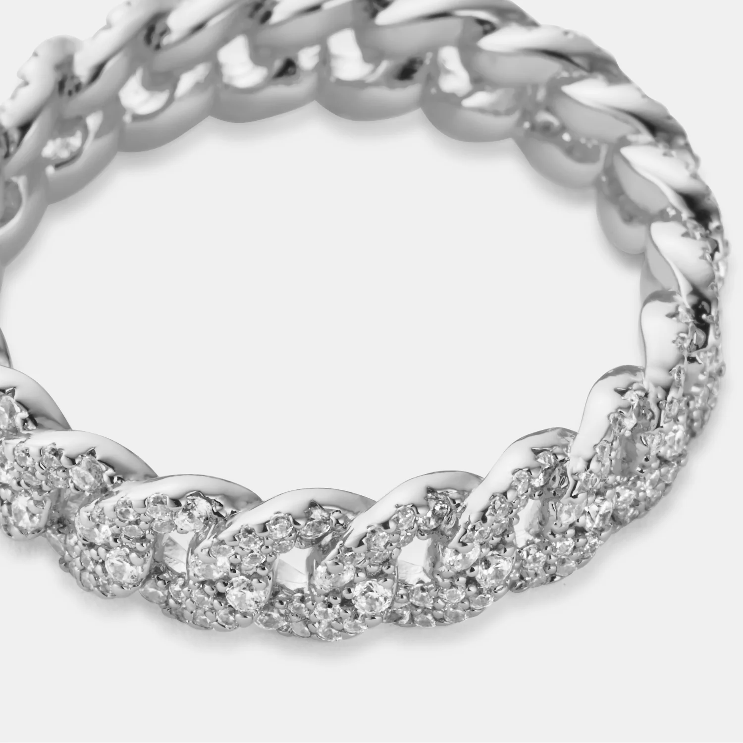 Iced Cuban Band Ring (Silver) 6mm - Image 5