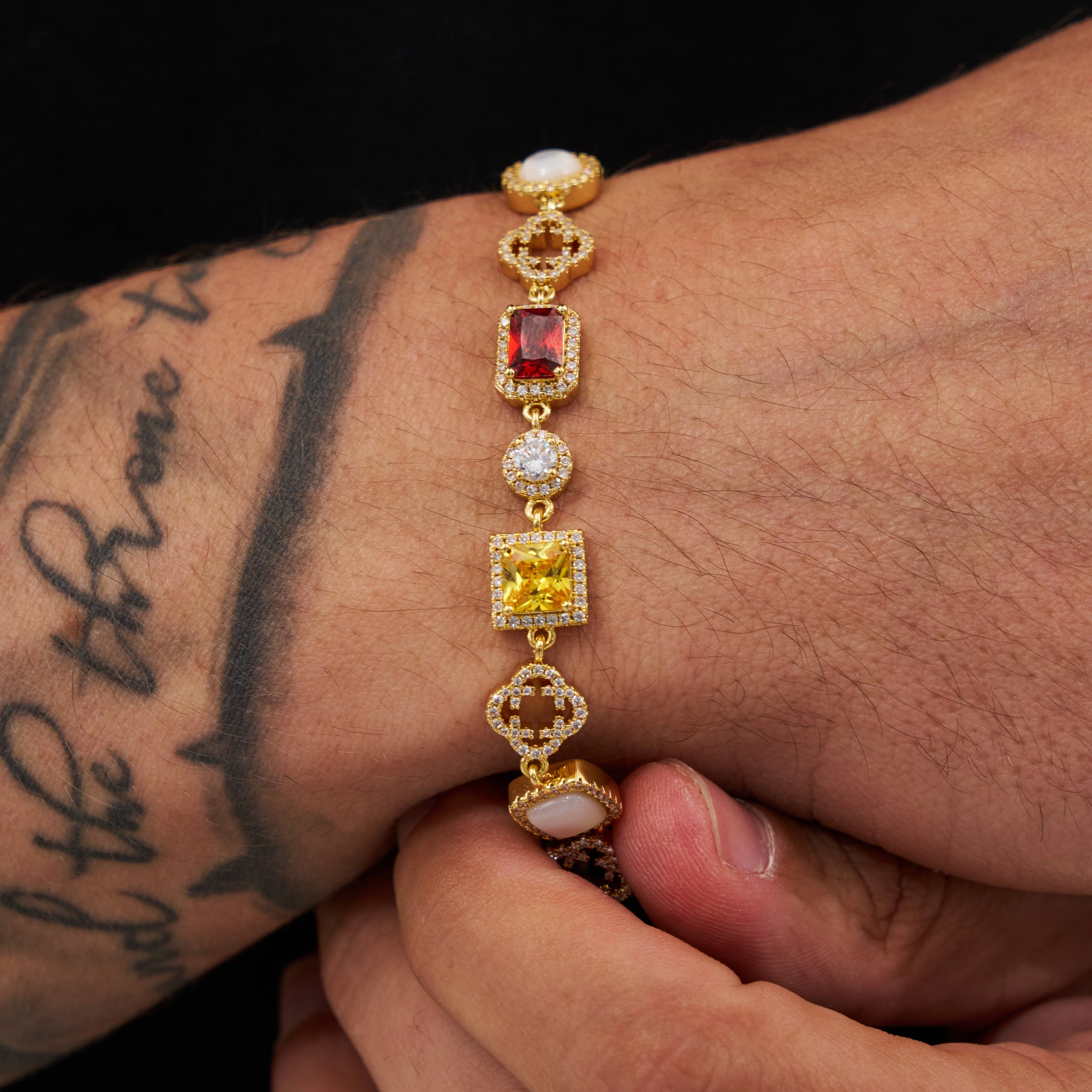 Iced Gemstone Bracelet (Gold) - Image 3