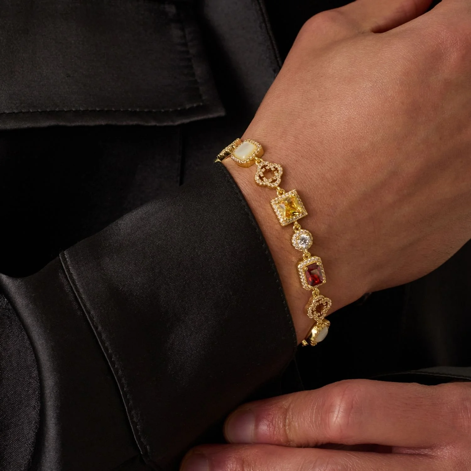 Iced Gemstone Bracelet (Gold) - Image 6