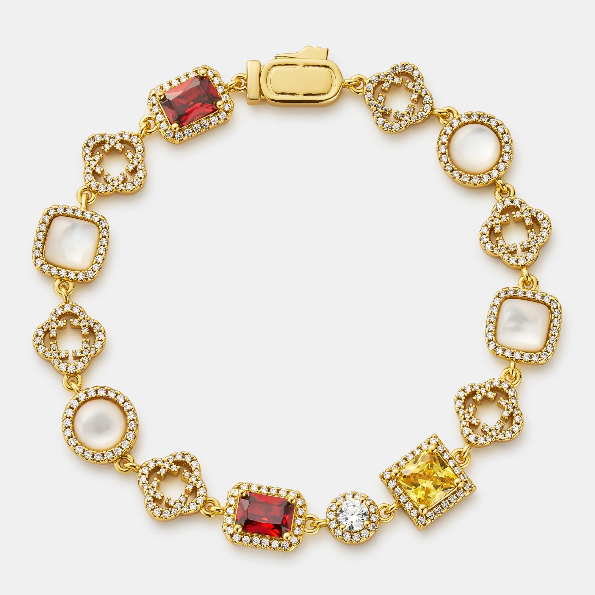 Iced Gemstone Bracelet (Gold) - Image 7