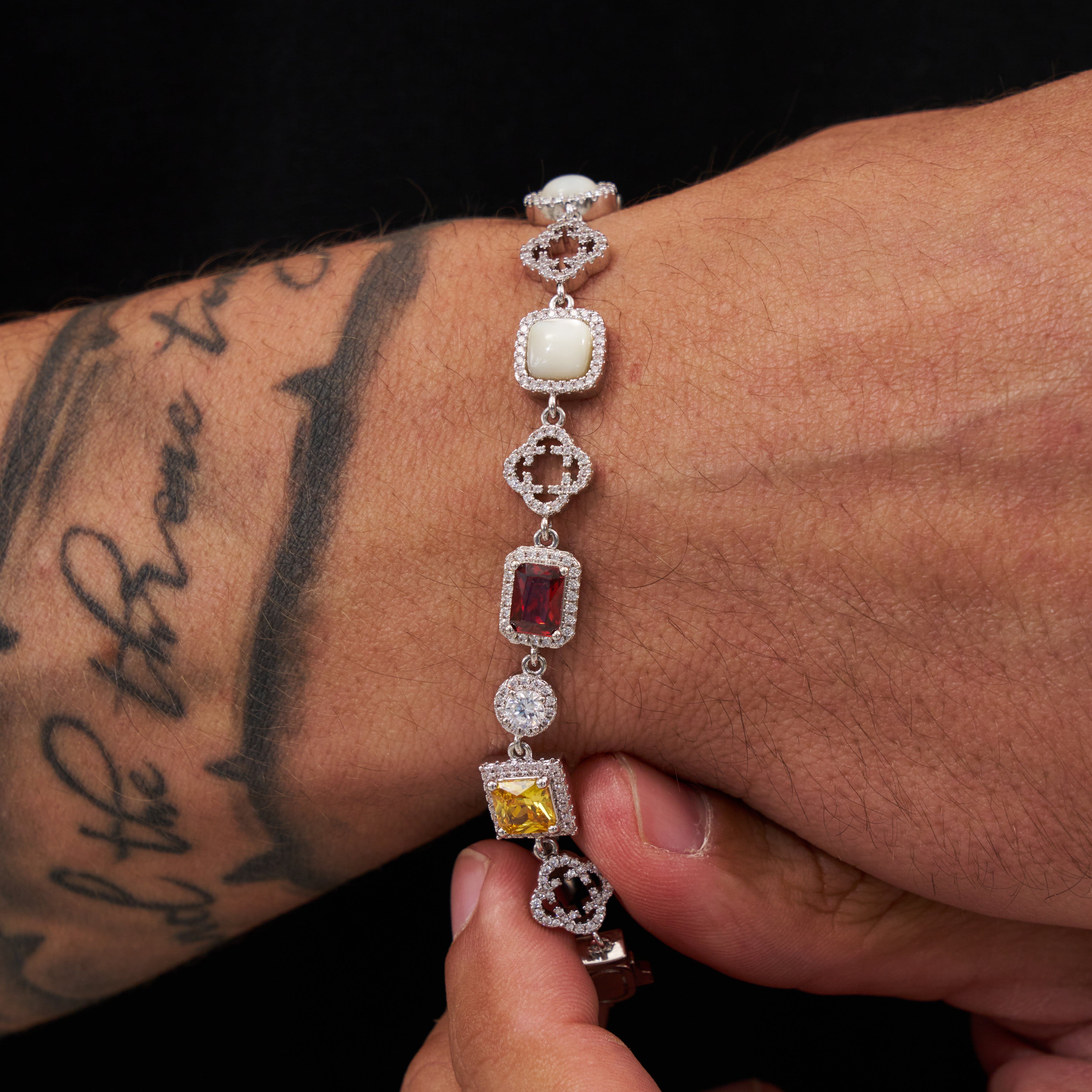 Iced Gemstone Bracelet (Silver) - Image 3