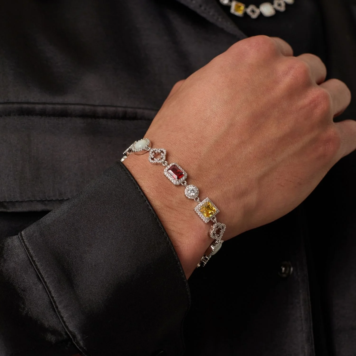 Iced Gemstone Bracelet (Silver) - Image 6