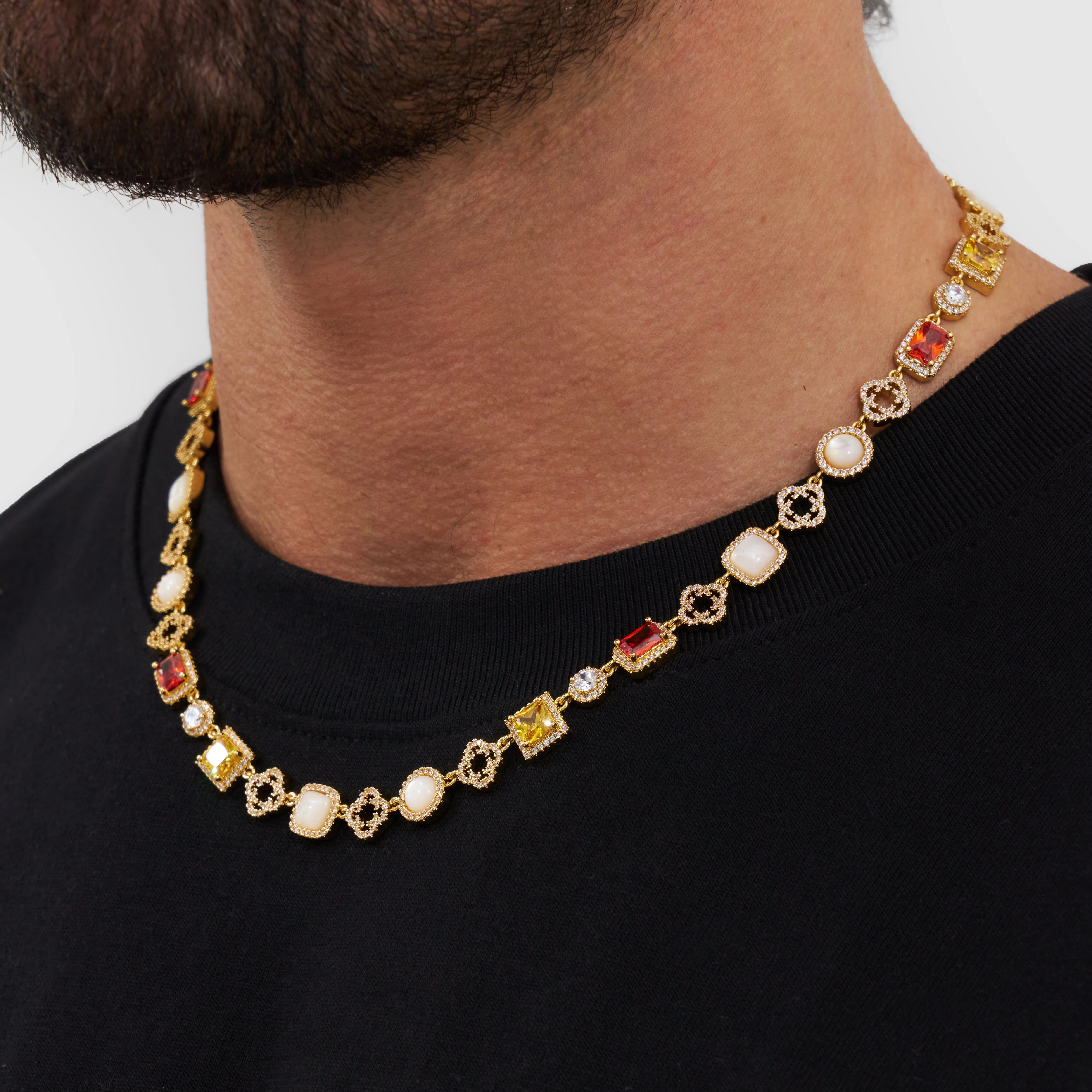 Iced Gemstone Necklace (Gold) - Image 3