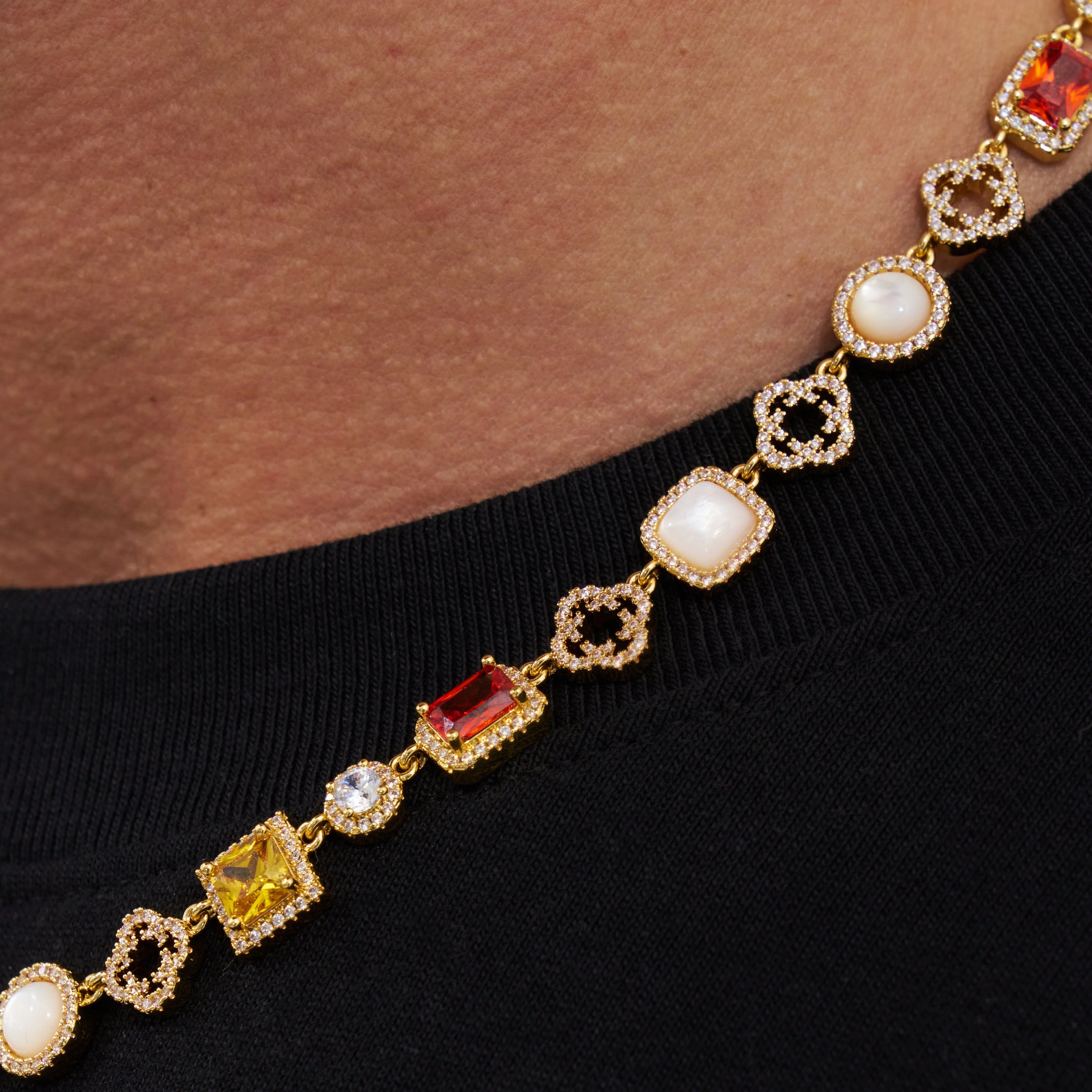 Iced Gemstone Necklace (Gold) - Image 4