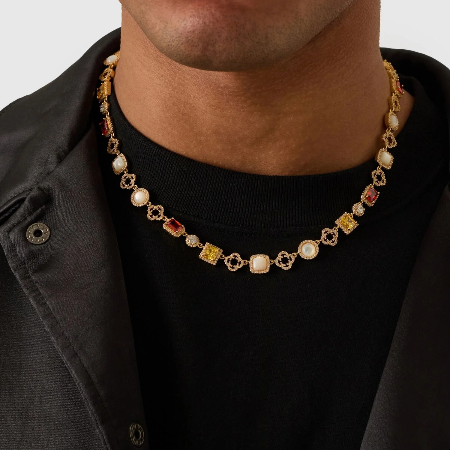 Iced Gemstone Necklace (Gold) - Image 6