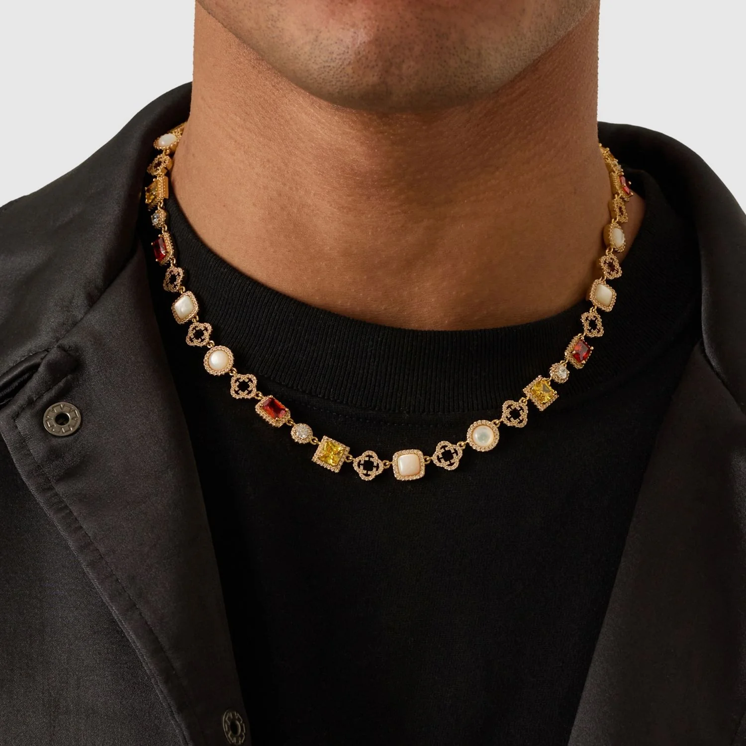 Iced Gemstone Necklace (Gold) - Image 7