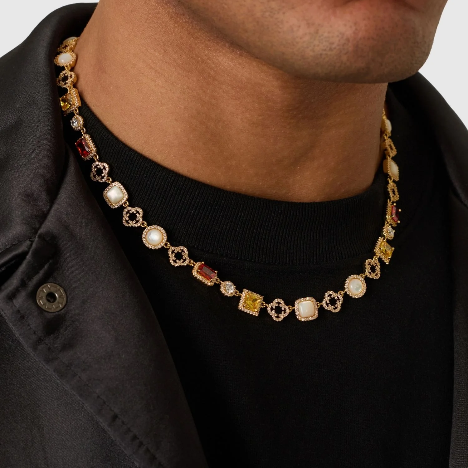 Iced Gemstone Necklace (Gold) - Image 8