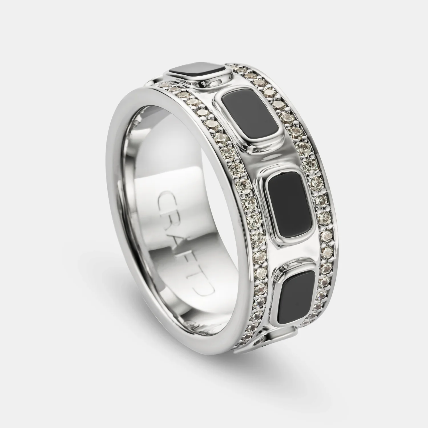 Iced Onyx Band Ring (Silver) - Image 4